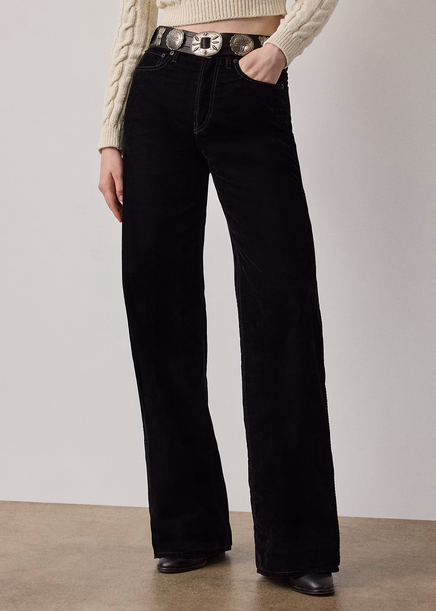 Beflockte Jeans Mae mit weitem Bein - RALPH LAUREN OUTLET