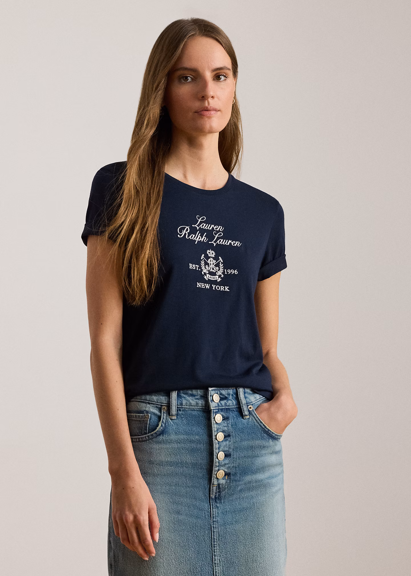 Jersey-T-Shirt mit Wappenstickerei - RALPH LAUREN OUTLET
