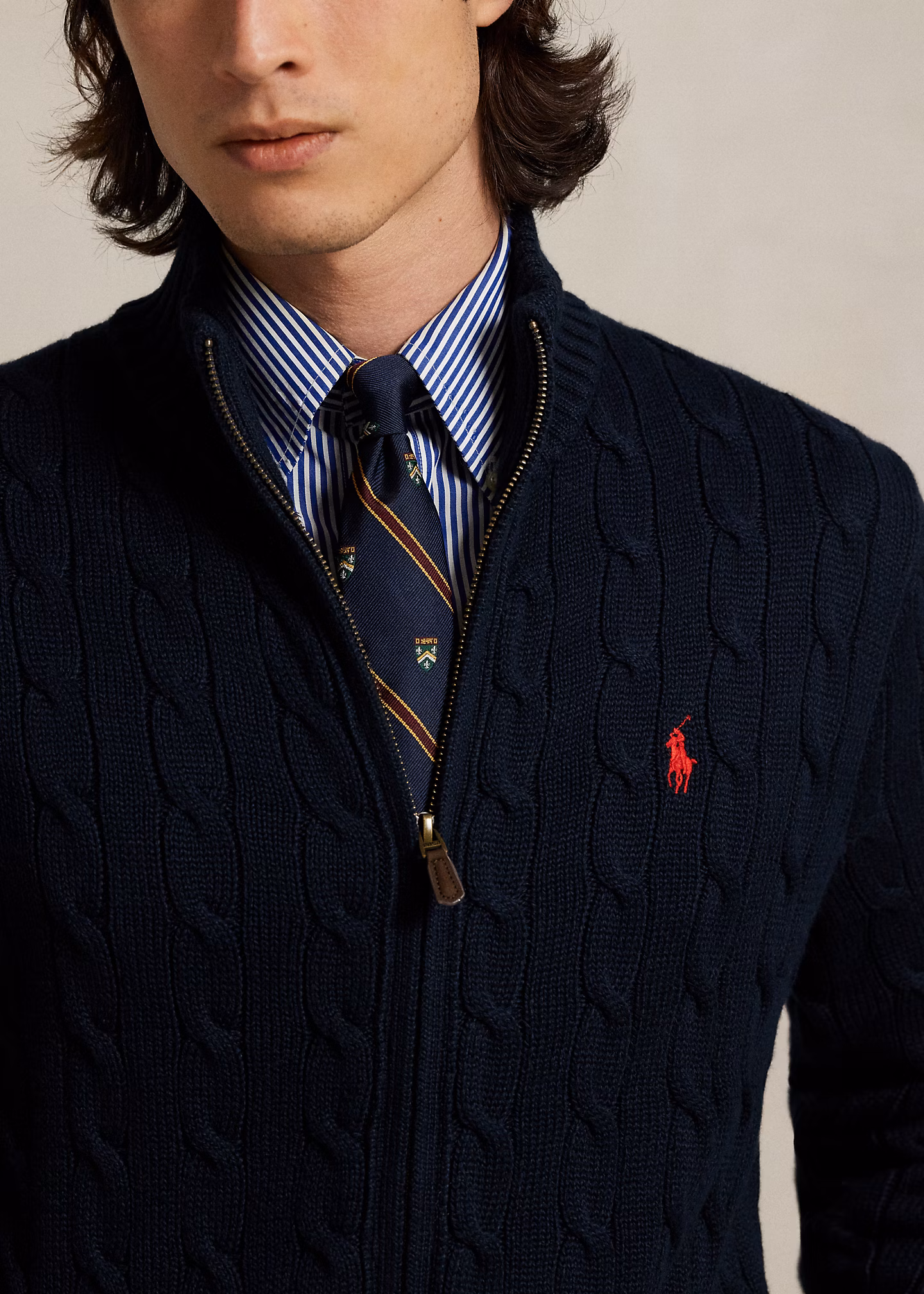 Baumwolljacke mit Zopfmuster - RALPH LAUREN OUTLET