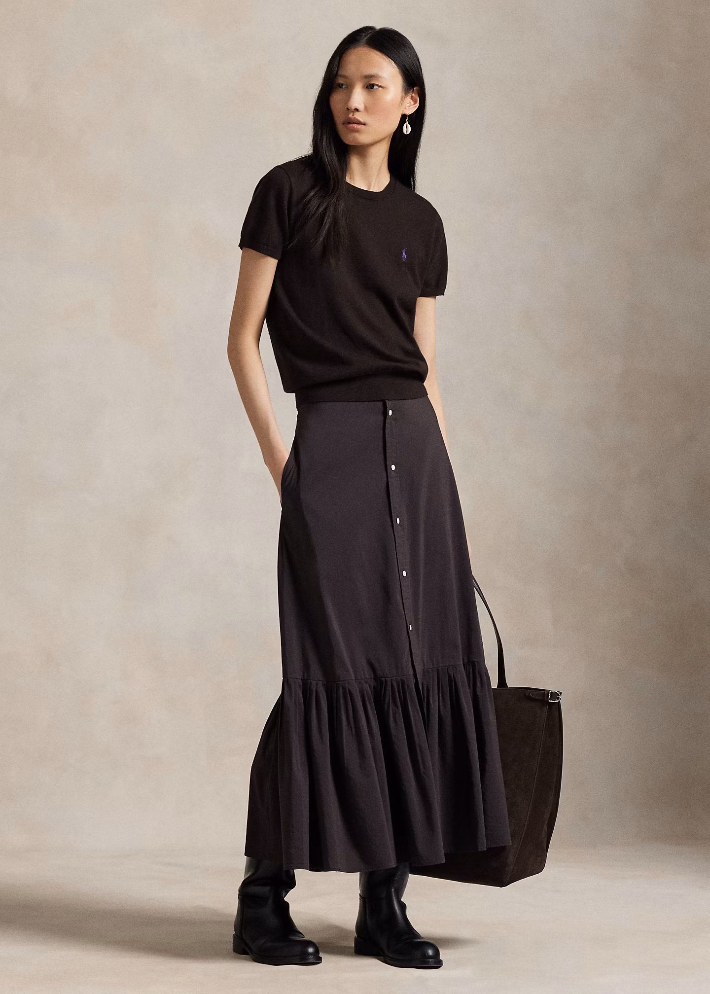 Baumwoll-Seiden-Rock mit Rüschensaum - RALPH LAUREN OUTLET