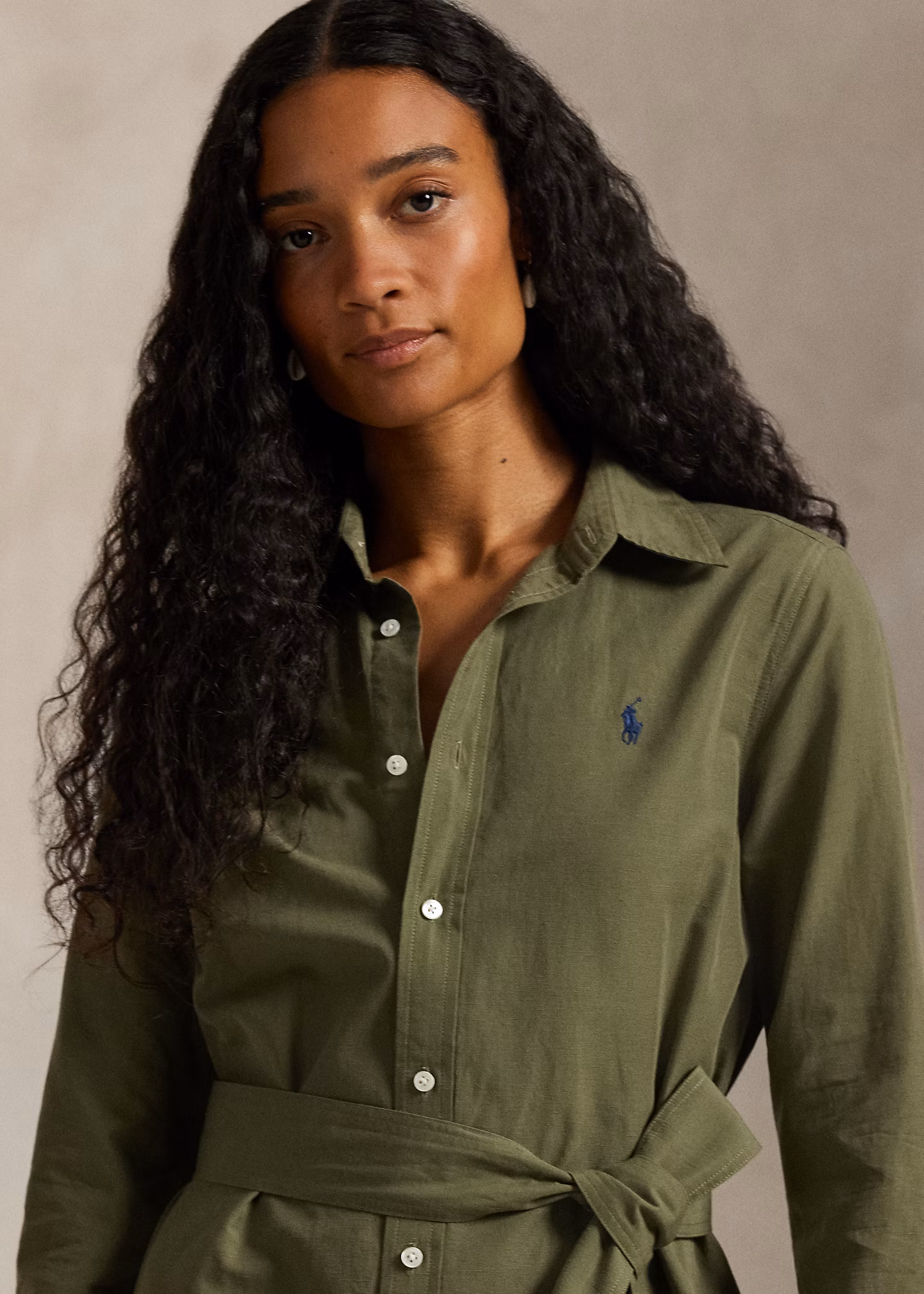 Baumwoll-Leinen-Hemdkleid mit Gürtel - RALPH LAUREN OUTLET