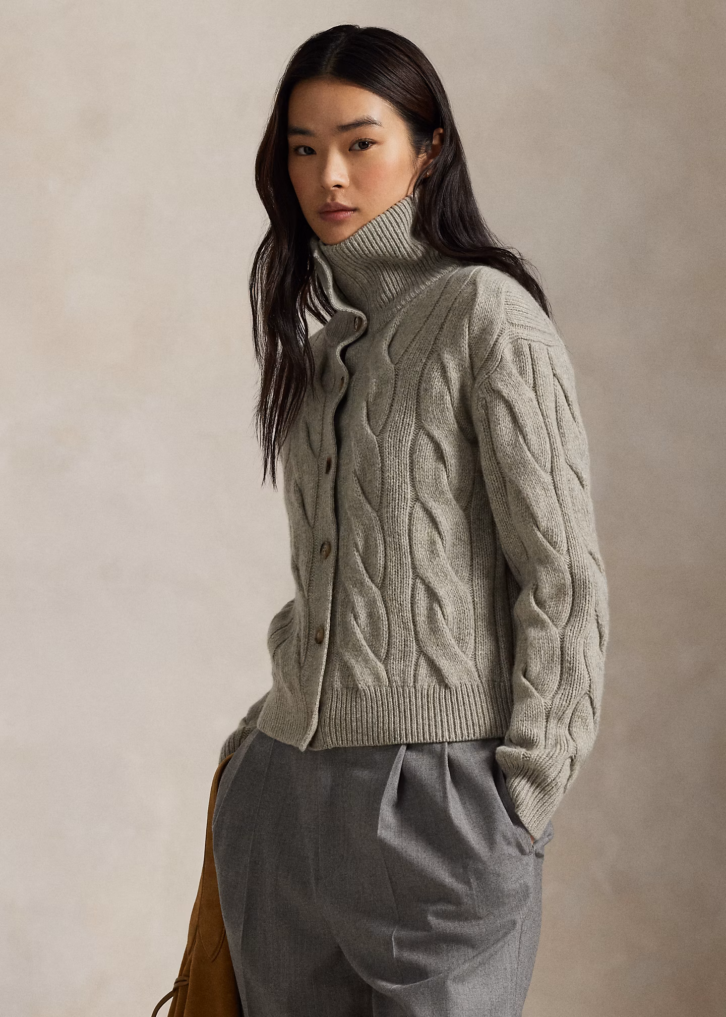 Zopfmuster-Strickjacke mit Tunnelkragen - RALPH LAUREN OUTLET