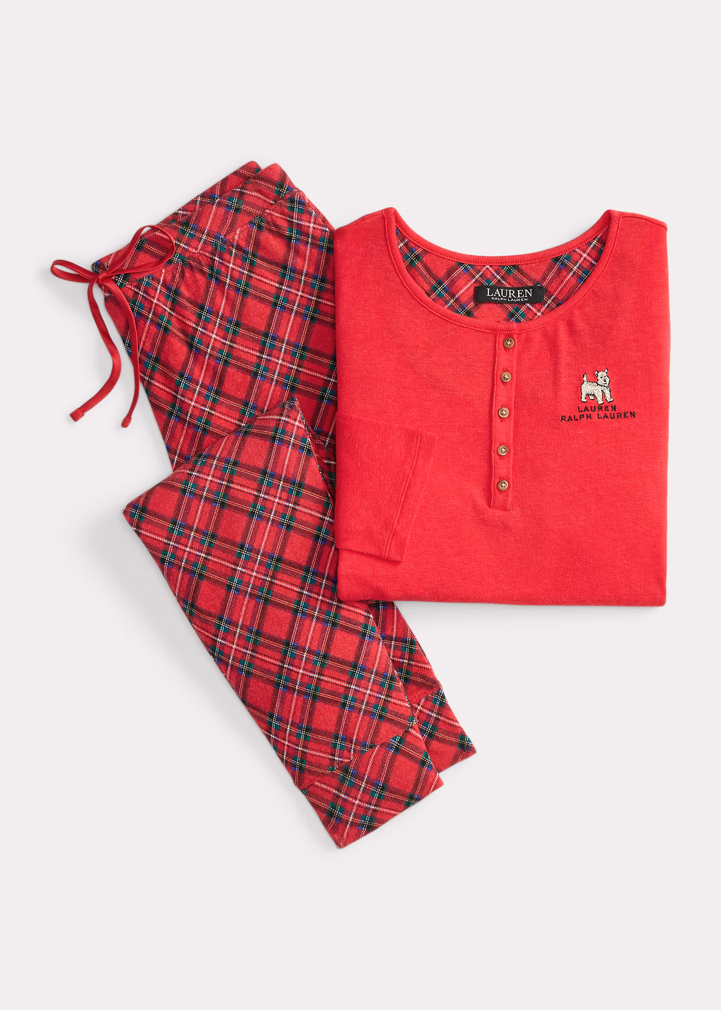 Karierter Henley-Pyjama mit Baumwolle - RALPH LAUREN OUTLET