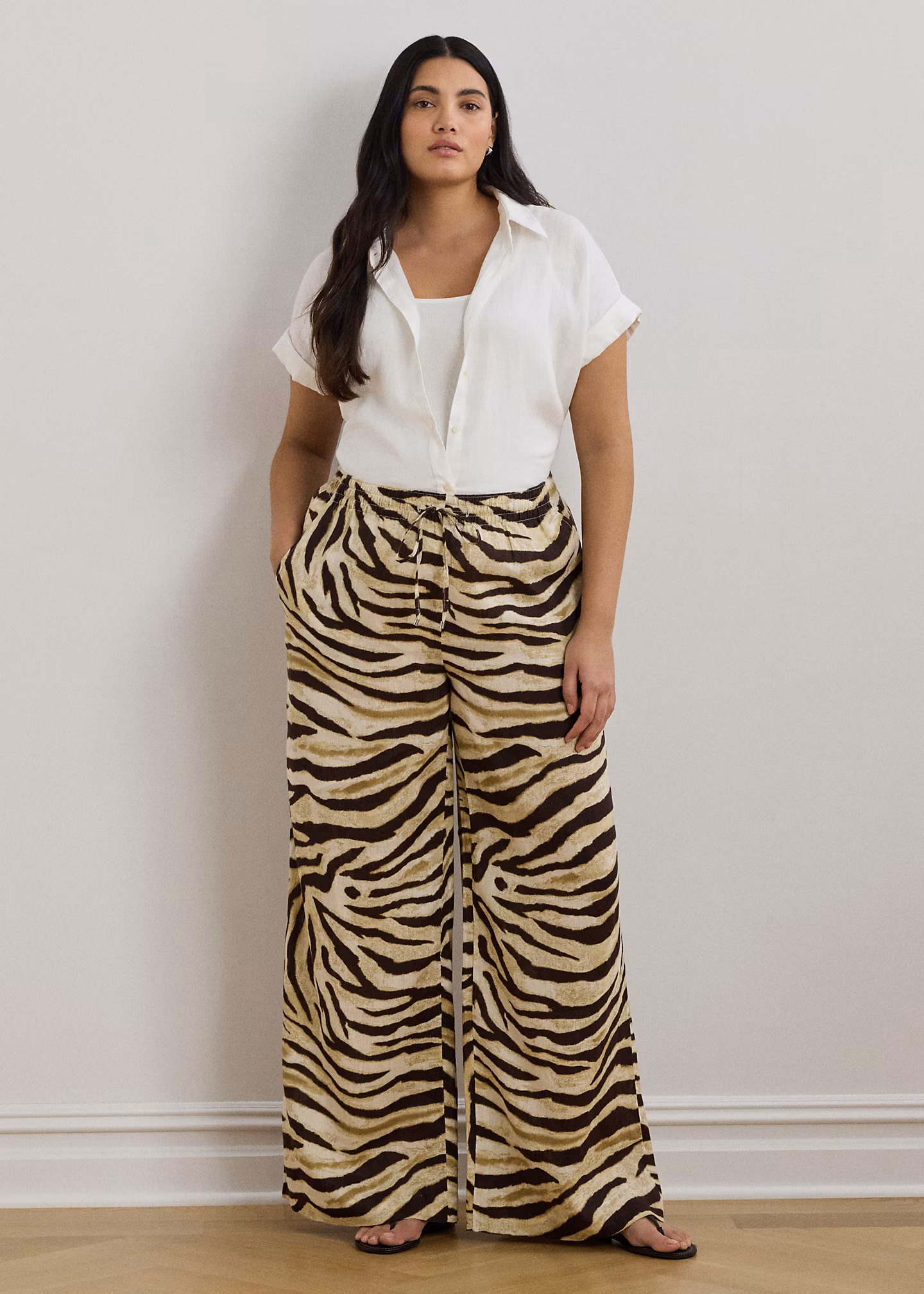 Zebra-Leinenhose mit weitem Bein - RALPH LAUREN OUTLET