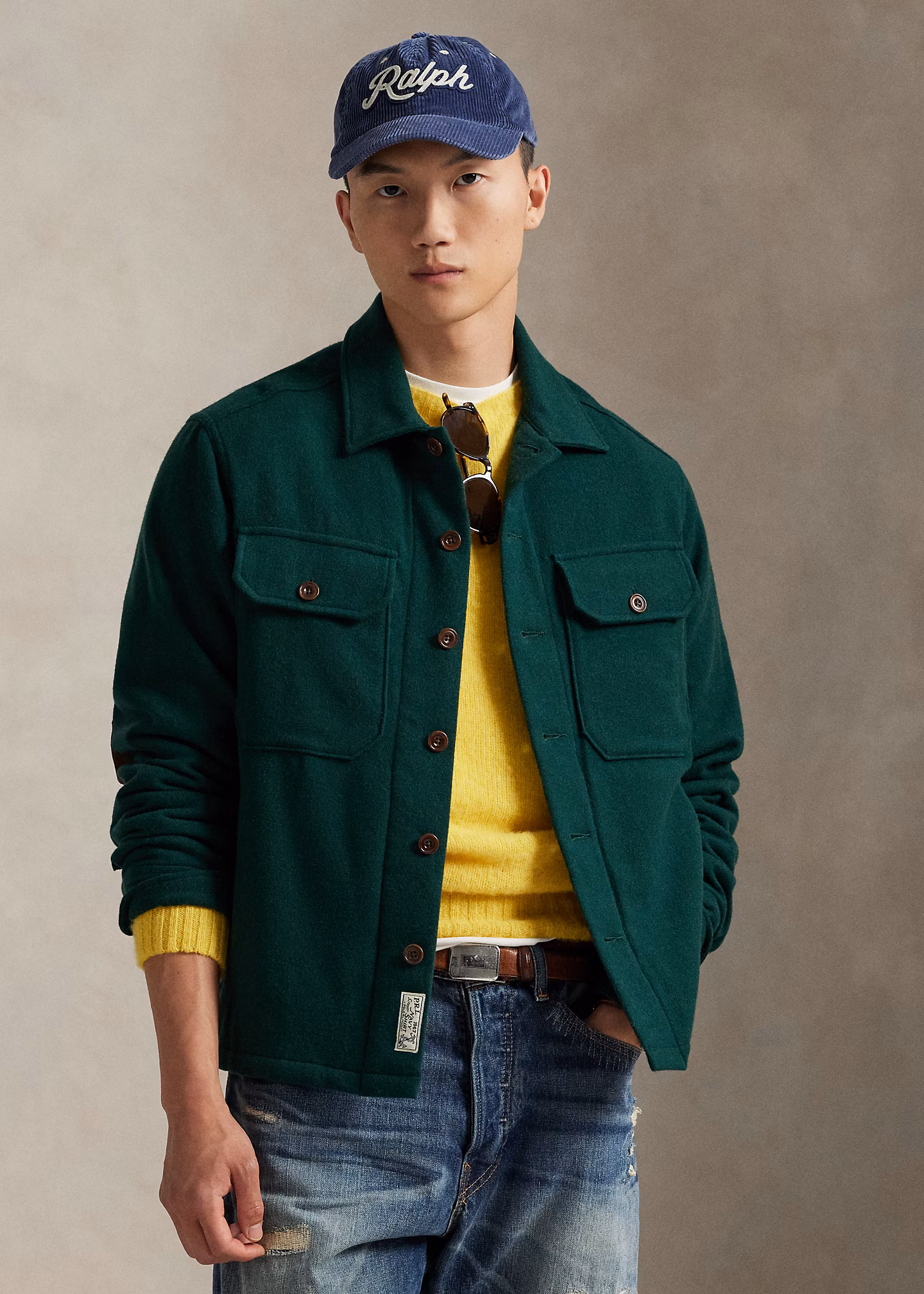 Twill-Hemdjacke mit Wildlederaufnäher - RALPH LAUREN OUTLET
