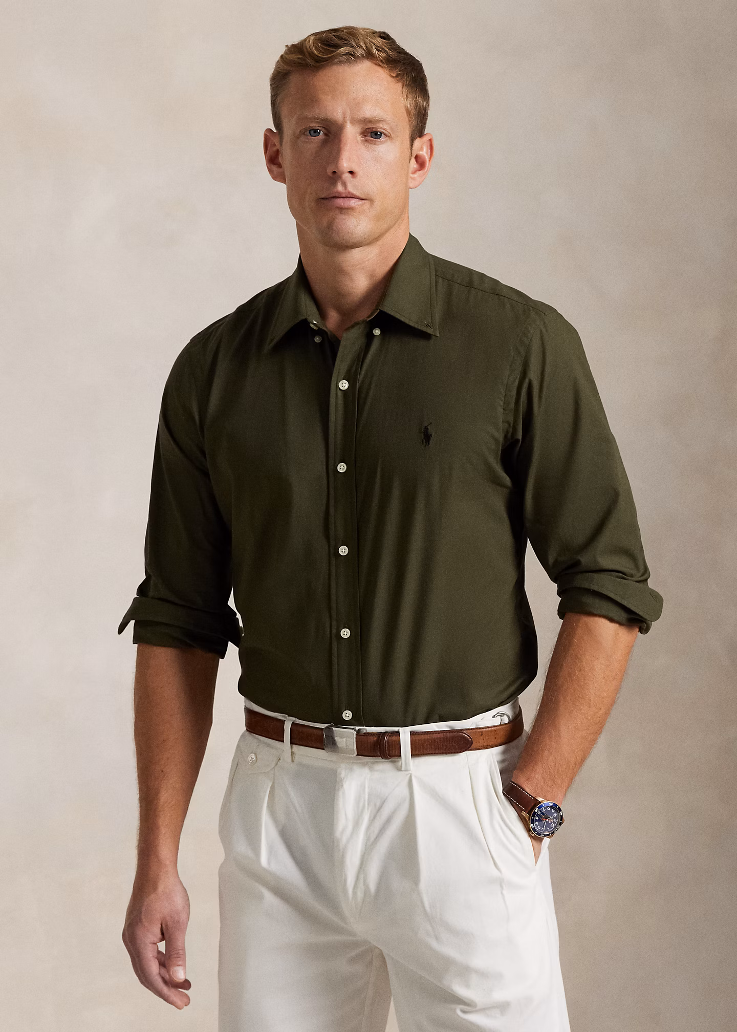 Custom-Fit Hemd aus Stretchpopeline - RALPH LAUREN OUTLET