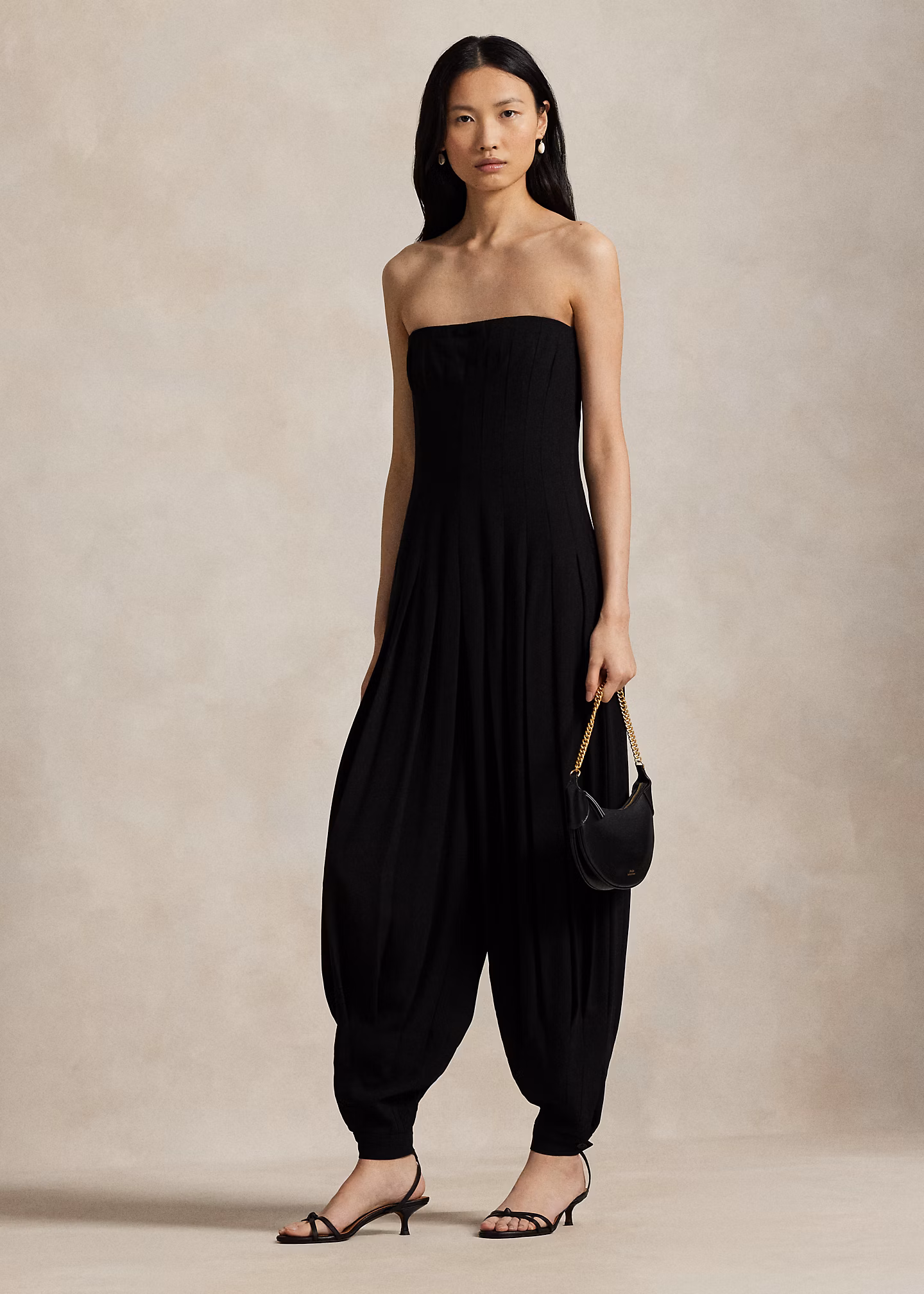Ärmelloser Crêpe-Jumpsuit mit Falten - RALPH LAUREN OUTLET