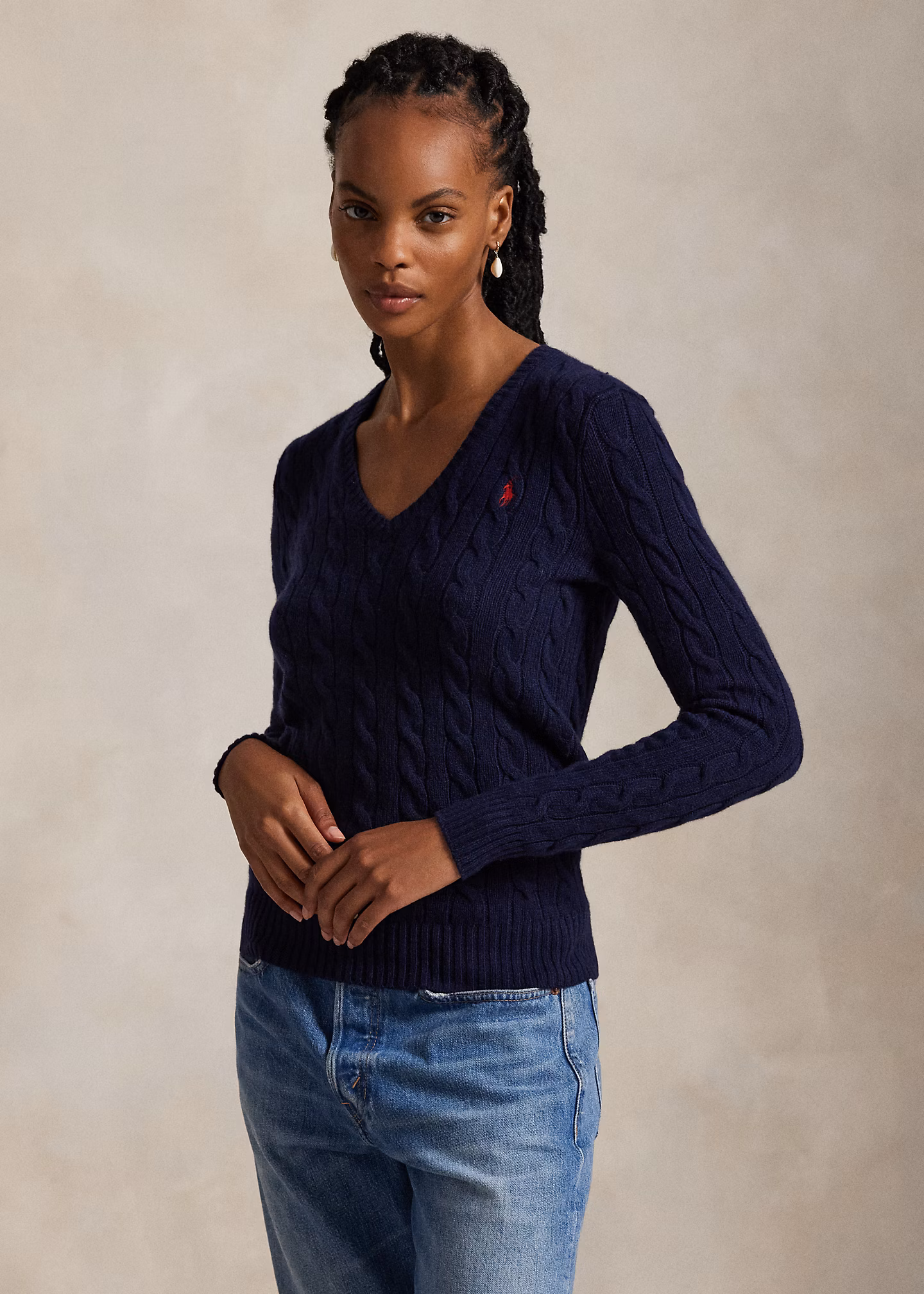 Woll-Kaschmir-Pullover mit Zopfmuster - RALPH LAUREN OUTLET