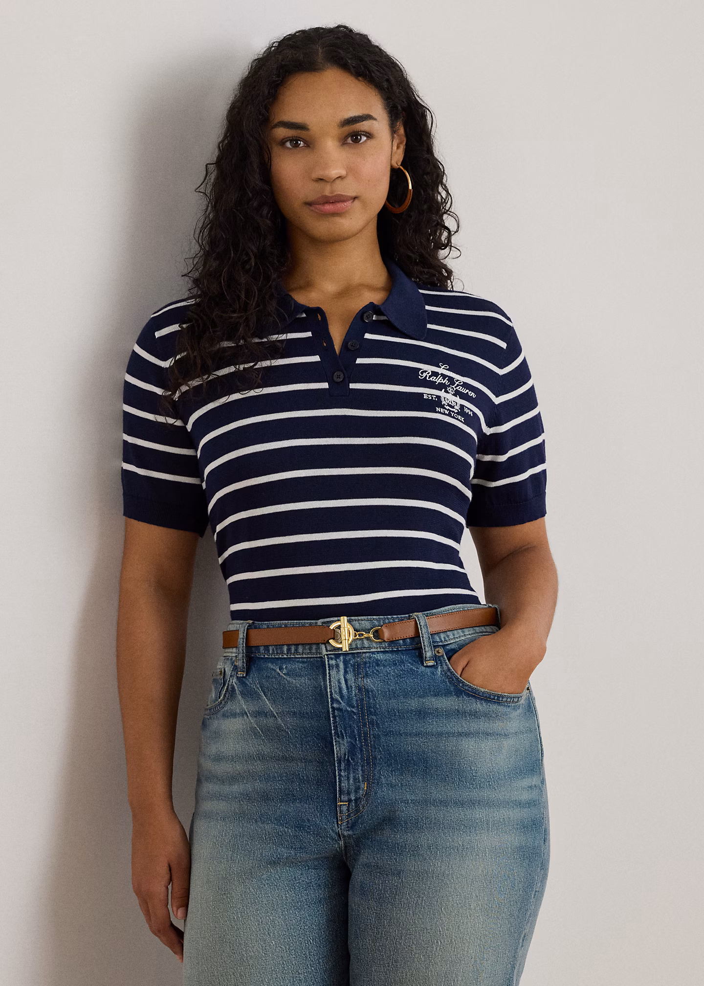 Gestreifter Polo-Pullover mit Baumwolle - RALPH LAUREN OUTLET