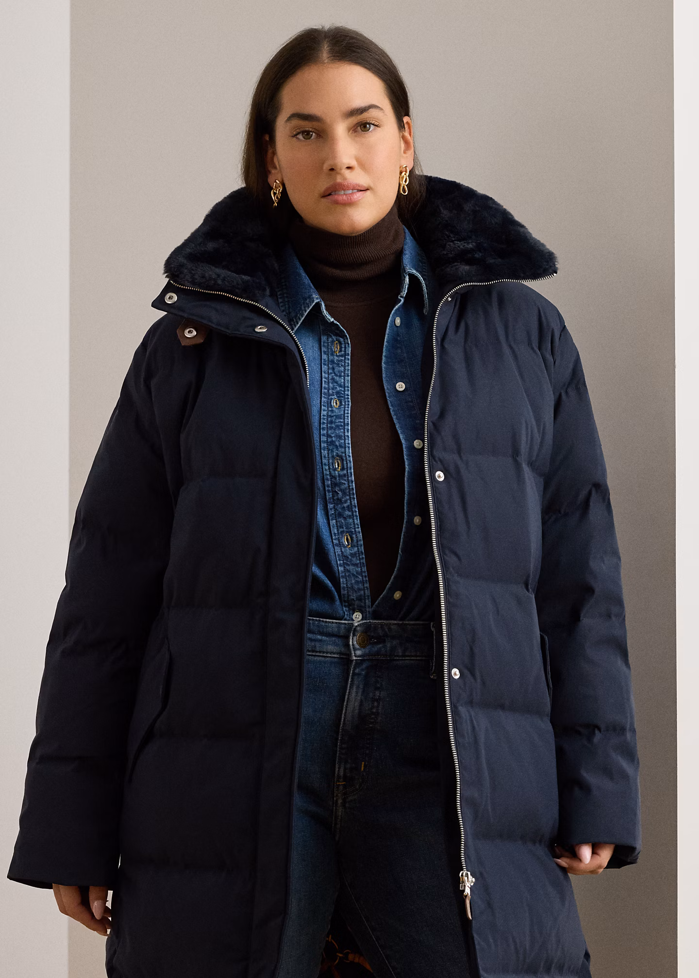 Daunenmantel mit Kunstpelzbesatz - RALPH LAUREN OUTLET