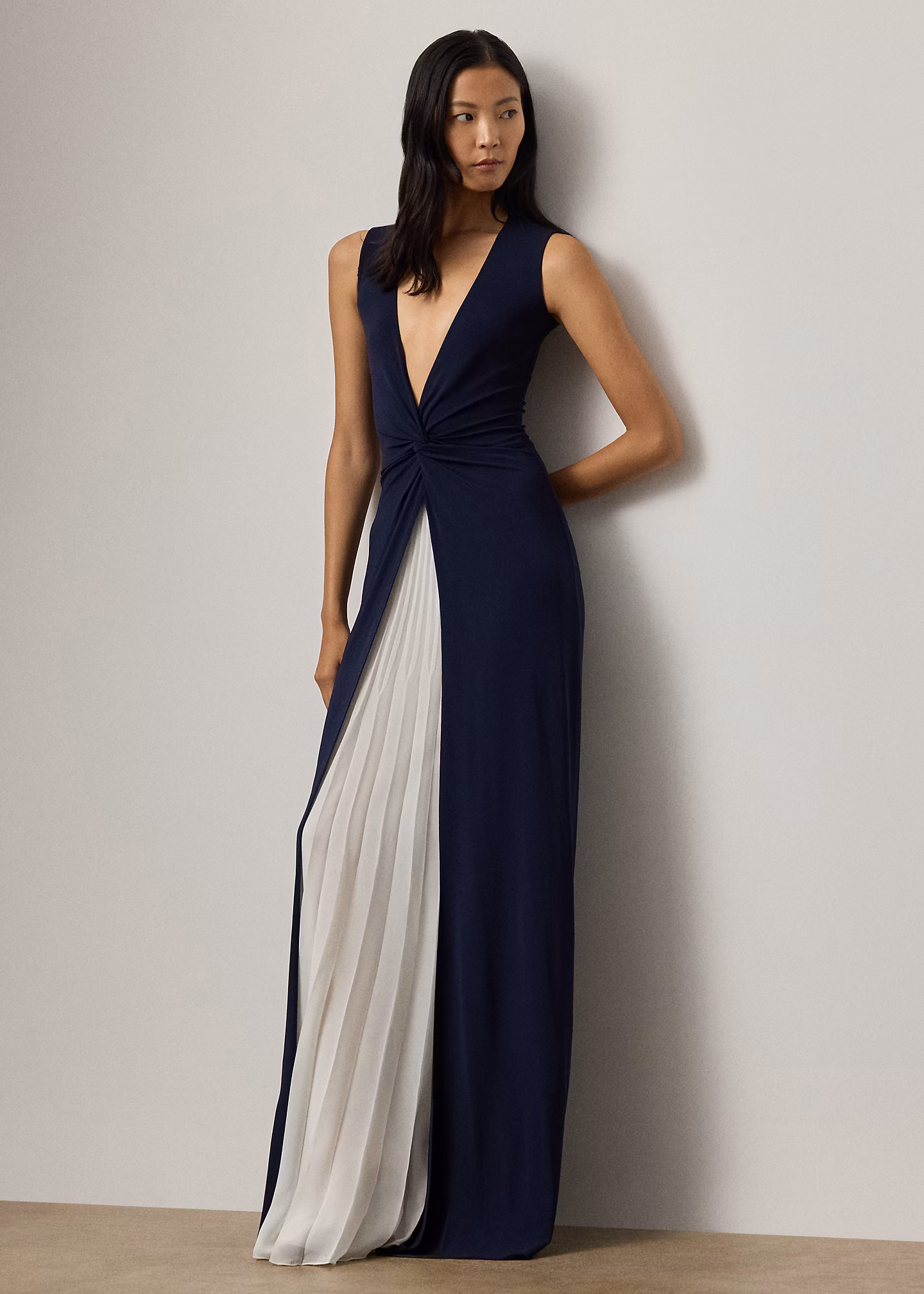 Zweifarbiges plissiertes Abendkleid Zach - RALPH LAUREN OUTLET