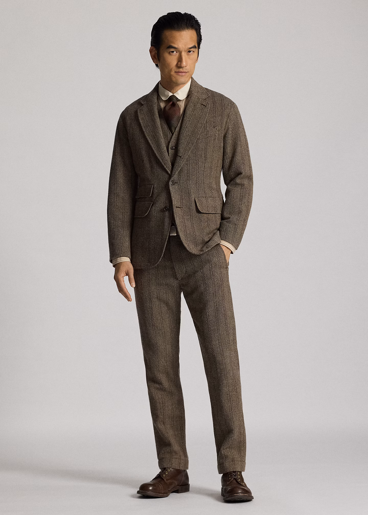 Woll-Baumwoll-Weste mit Fischgratmuster - RALPH LAUREN OUTLET