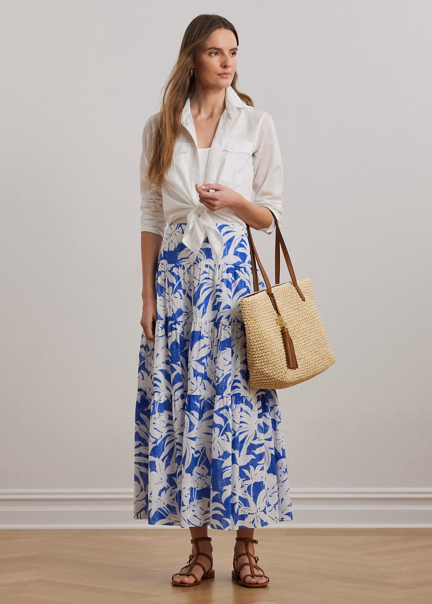 Voile-Stufenrock mit Palmwedeldruck - RALPH LAUREN OUTLET