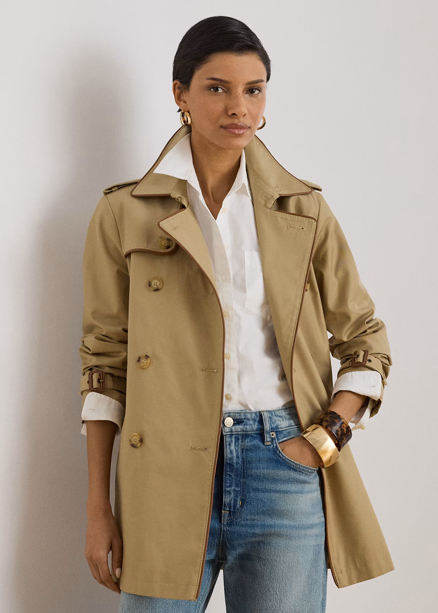 Zweireihiger Trenchcoat mit Baumwolle - RALPH LAUREN OUTLET