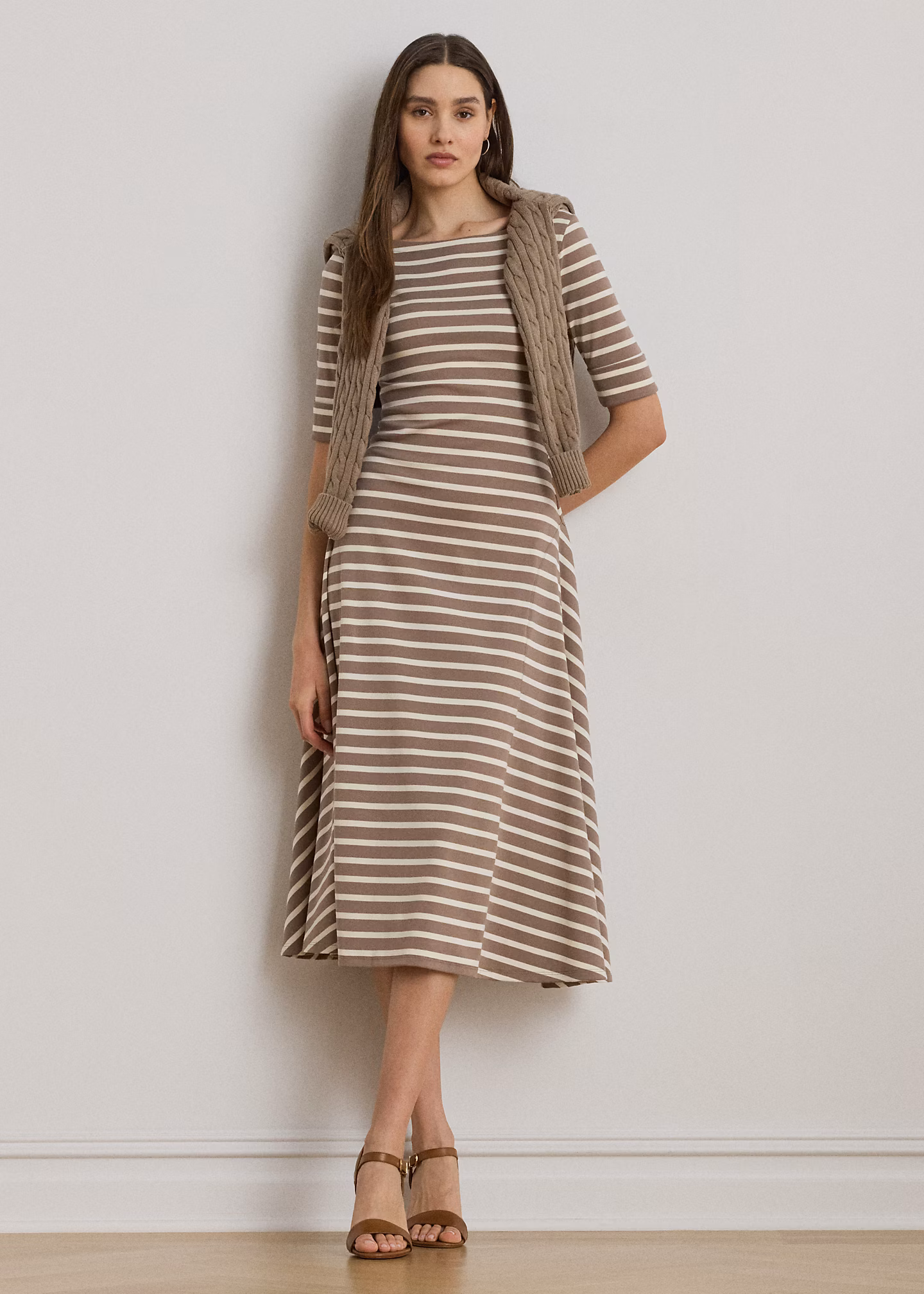 Gestreiftes Midikleid aus Baumwolle - RALPH LAUREN OUTLET