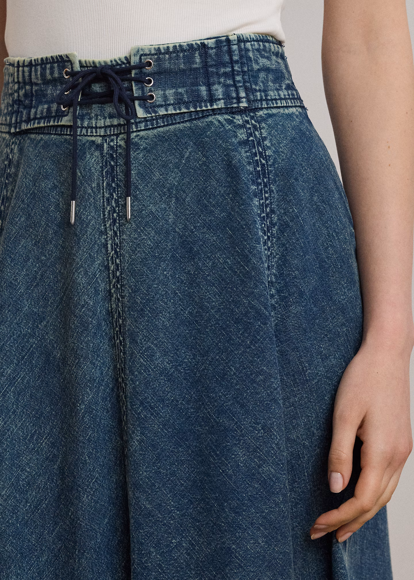 Denim-Midirock mit Tunnelzug - RALPH LAUREN OUTLET