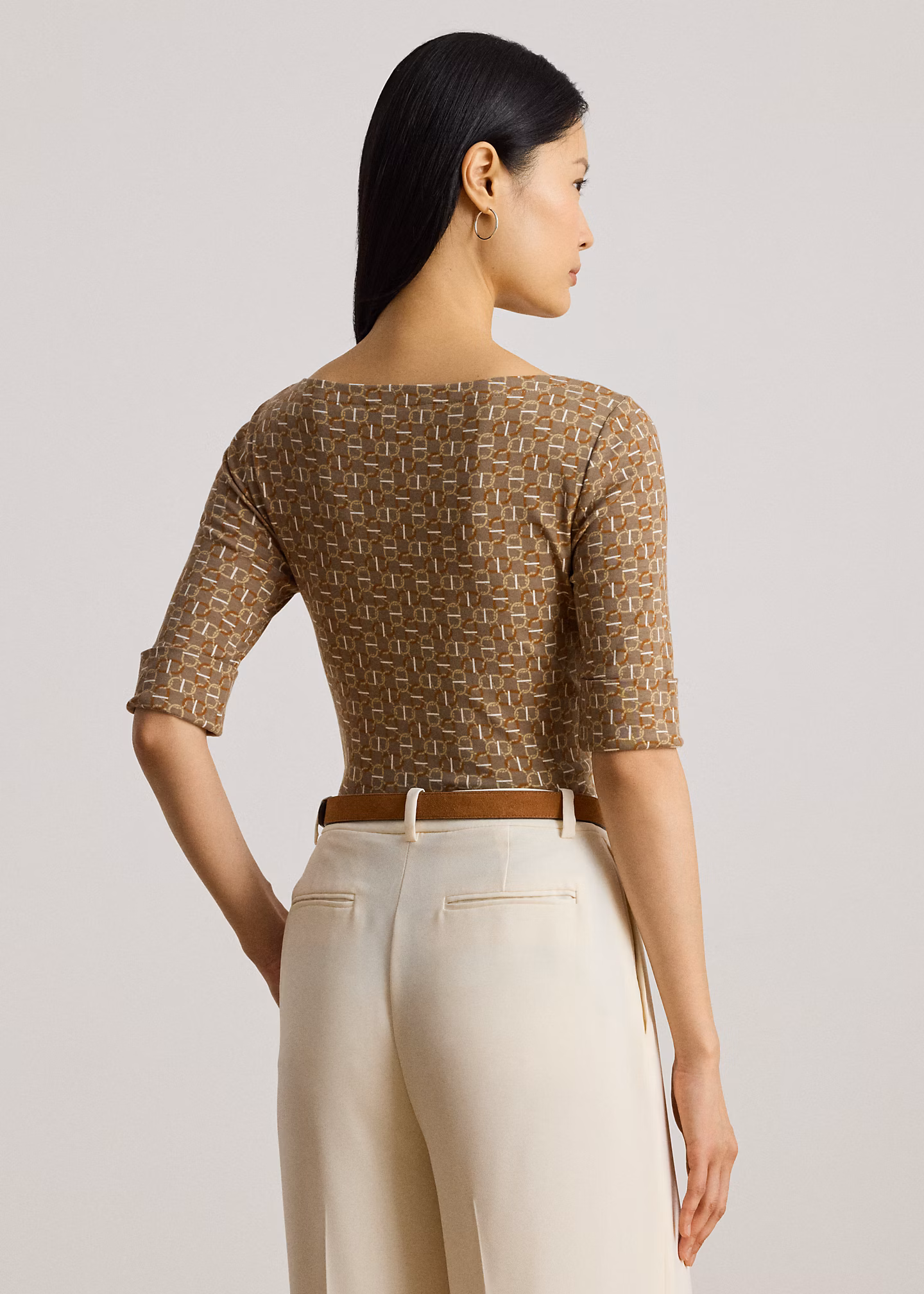 Baumwoll-T-Shirt mit U-Boot-Ausschnitt - RALPH LAUREN OUTLET