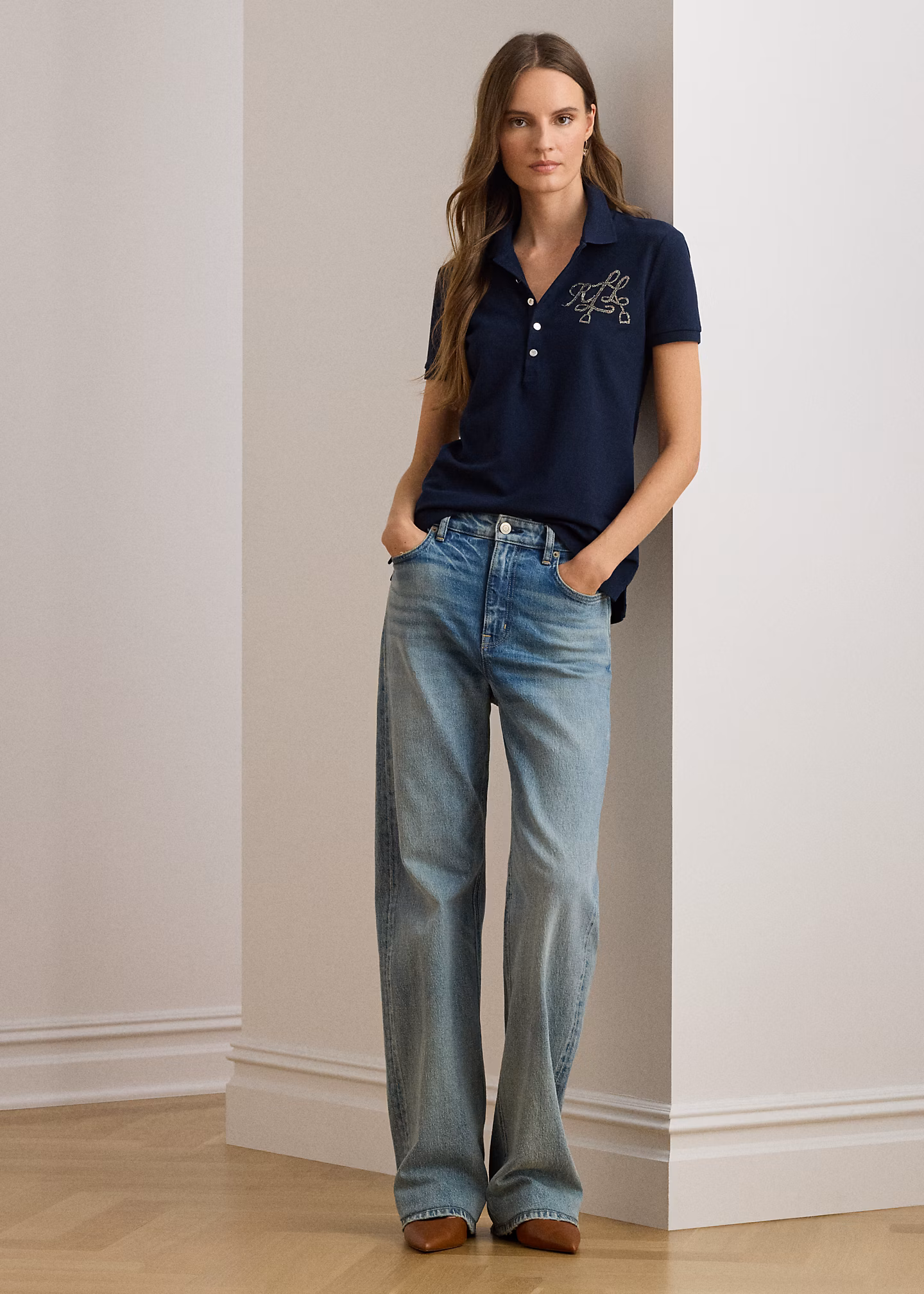 Baumwollpiqué-Poloshirt mit Perlenlogo - RALPH LAUREN OUTLET