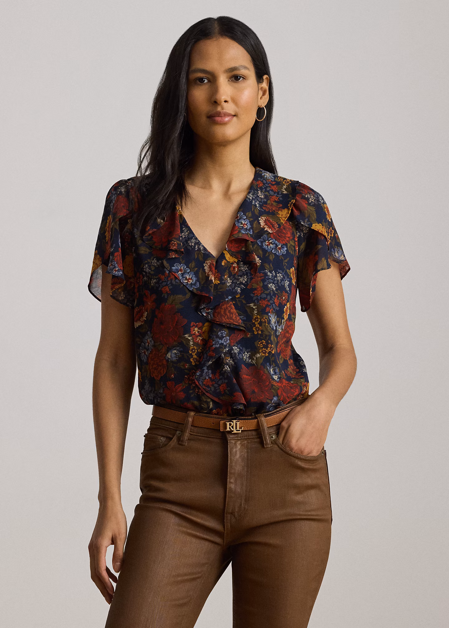 Geblümte Georgettebluse mit Rüschen - RALPH LAUREN OUTLET