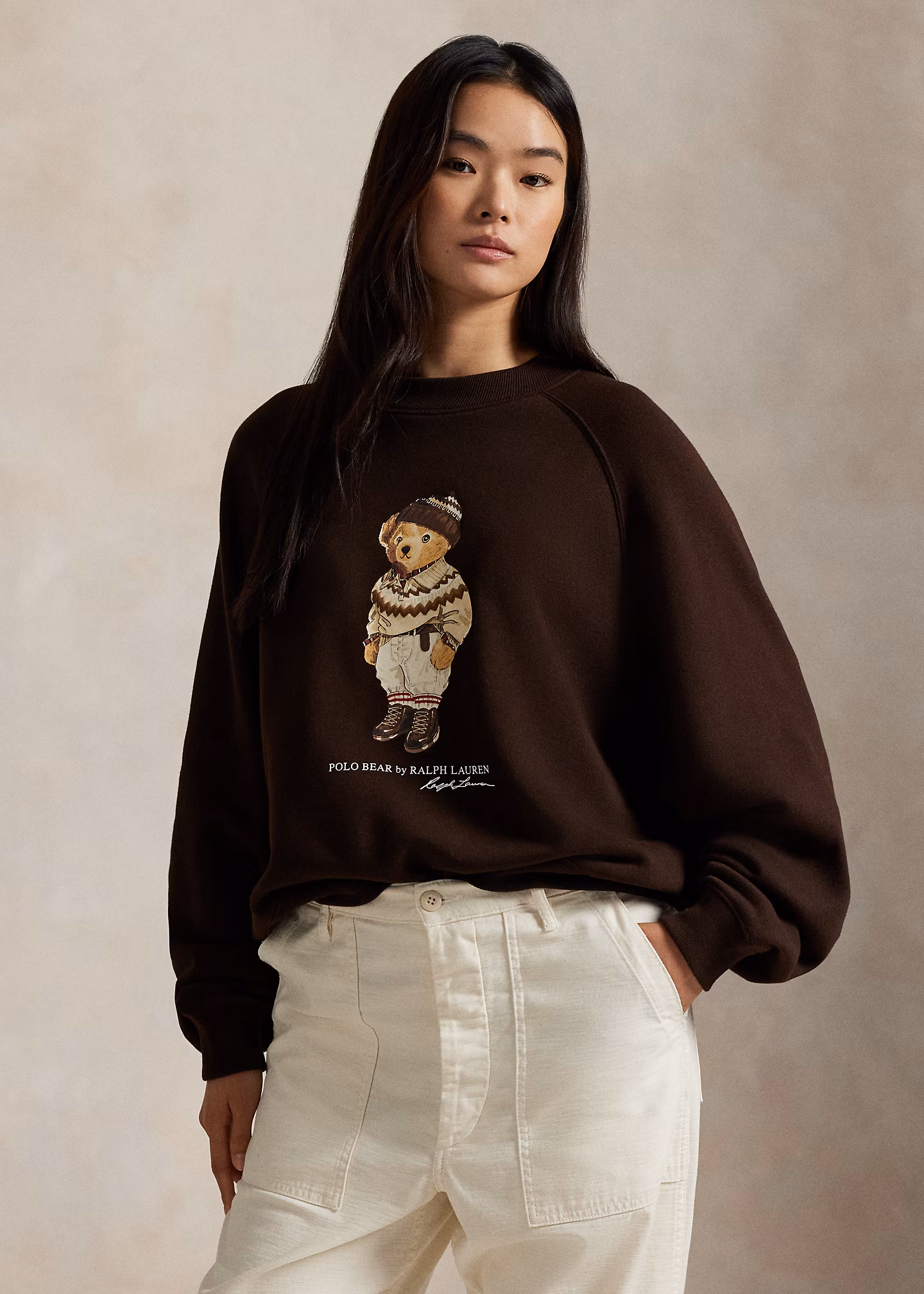 Fleece-Rundhals-Sweatshirt mit Polo Bear - RALPH LAUREN OUTLET