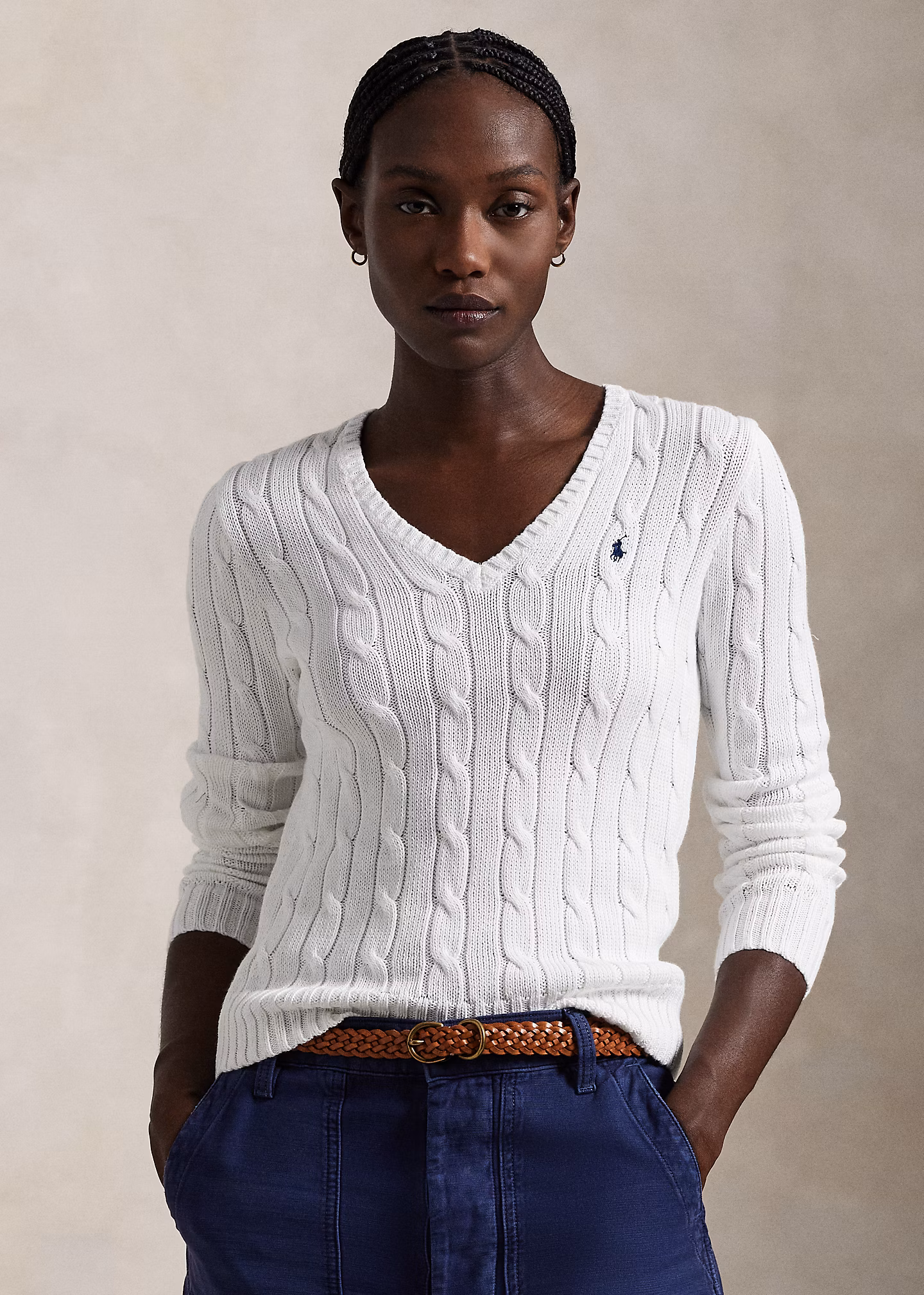 Zopfmusterpullover mit V-Ausschnitt - RALPH LAUREN OUTLET