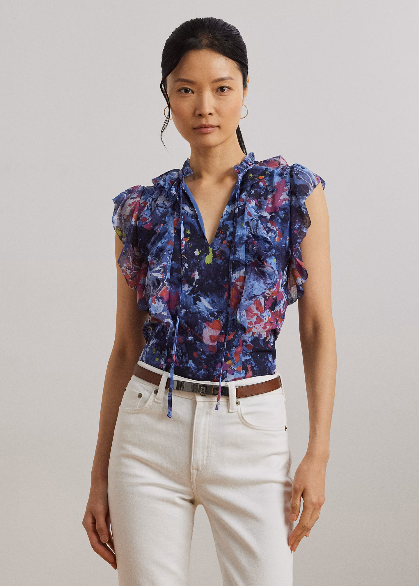 Georgette-Bluse mit Rüschen und Druck - RALPH LAUREN OUTLET