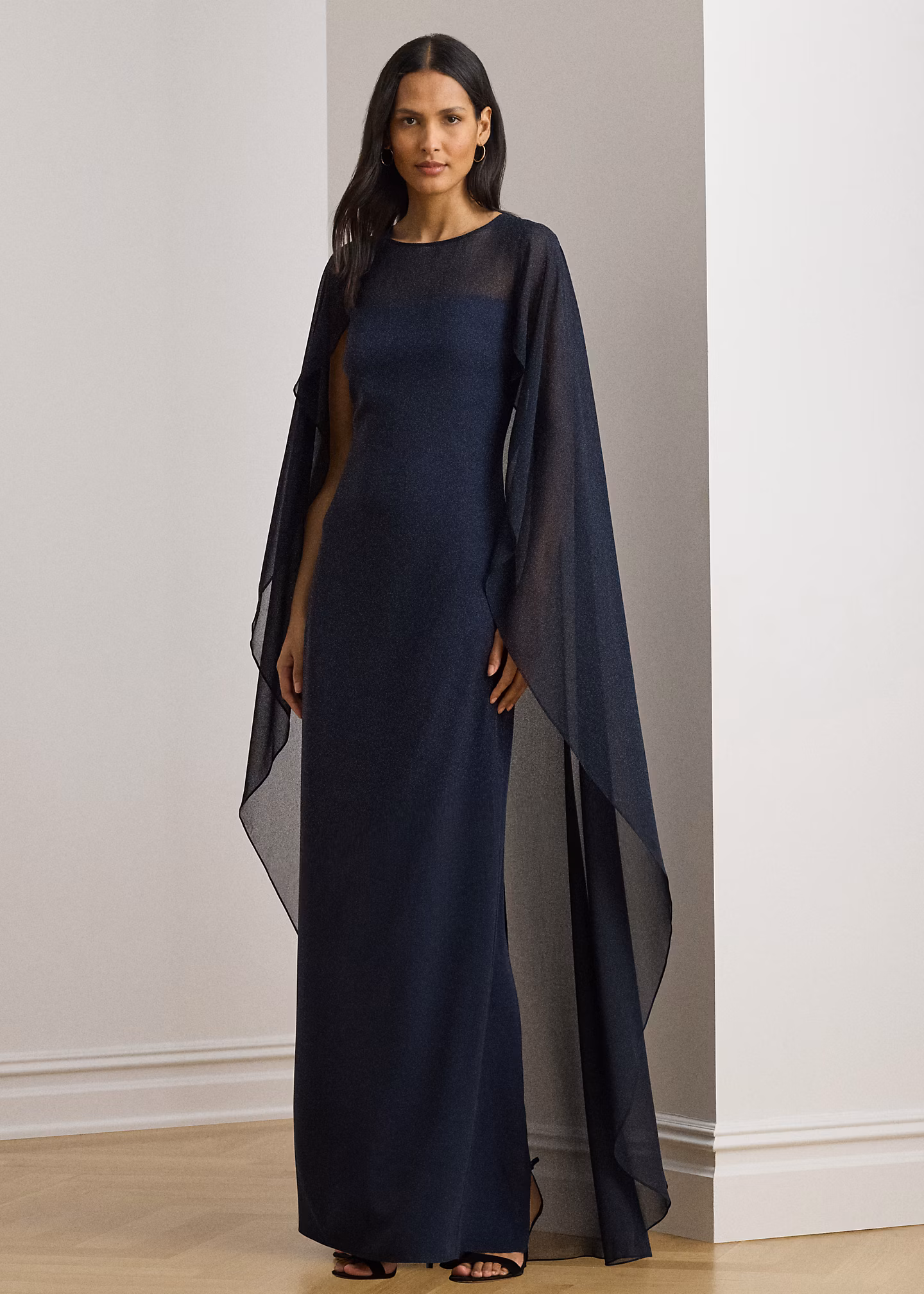 Georgette-Abendkleid mit Cape - RALPH LAUREN OUTLET