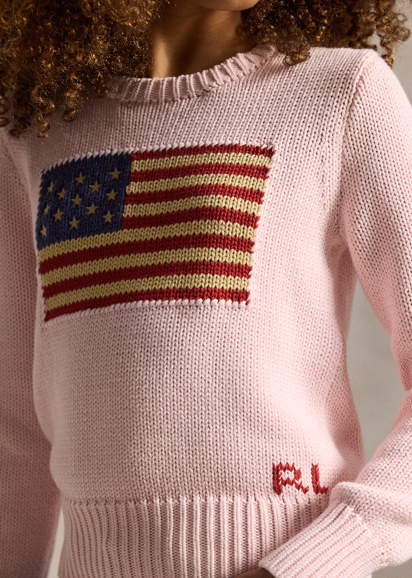 Baumwoll-Rundhalspullover mit US-Flagge - RALPH LAUREN OUTLET
