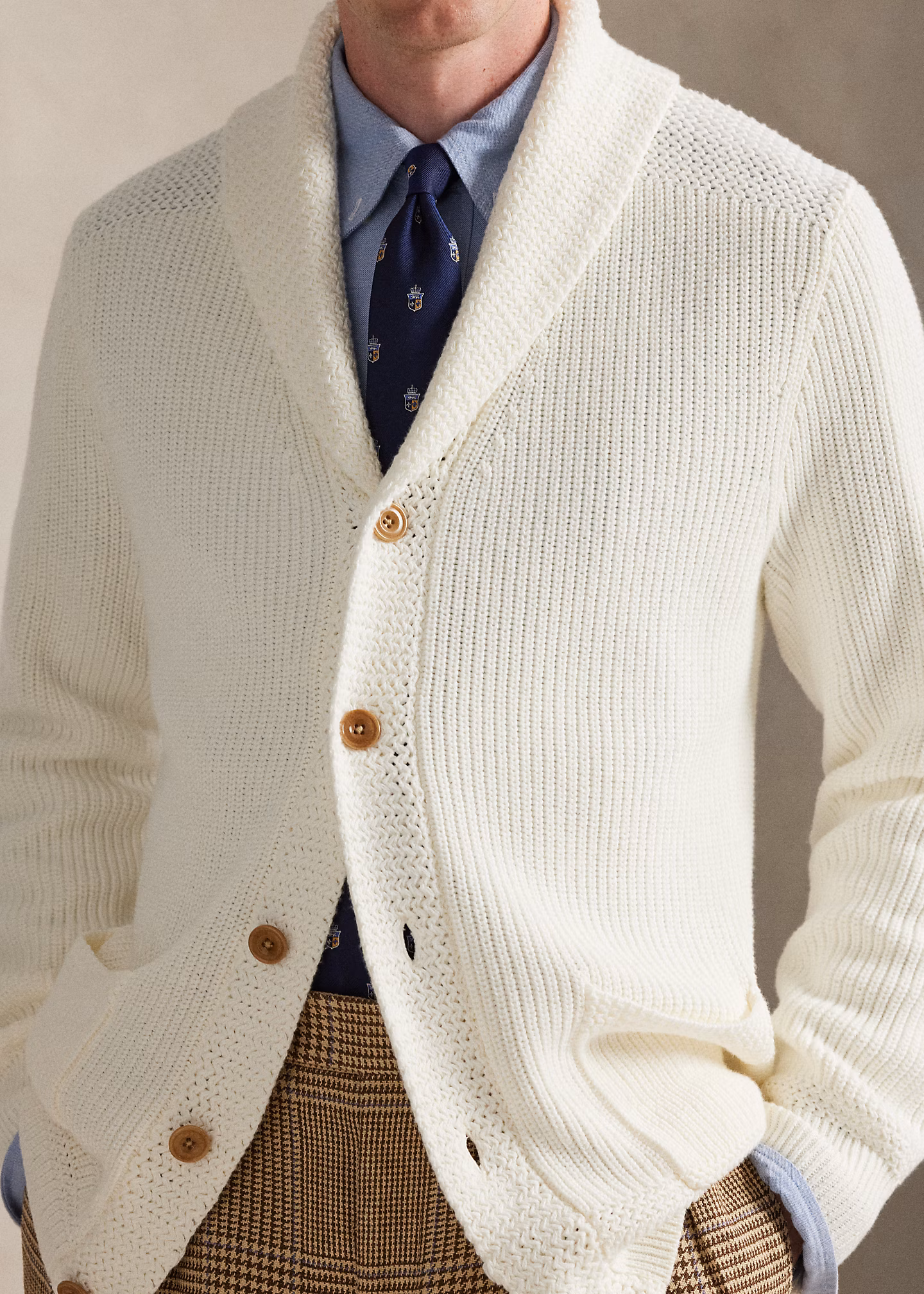 Baumwollstrickjacke mit Schalkragen - RALPH LAUREN OUTLET