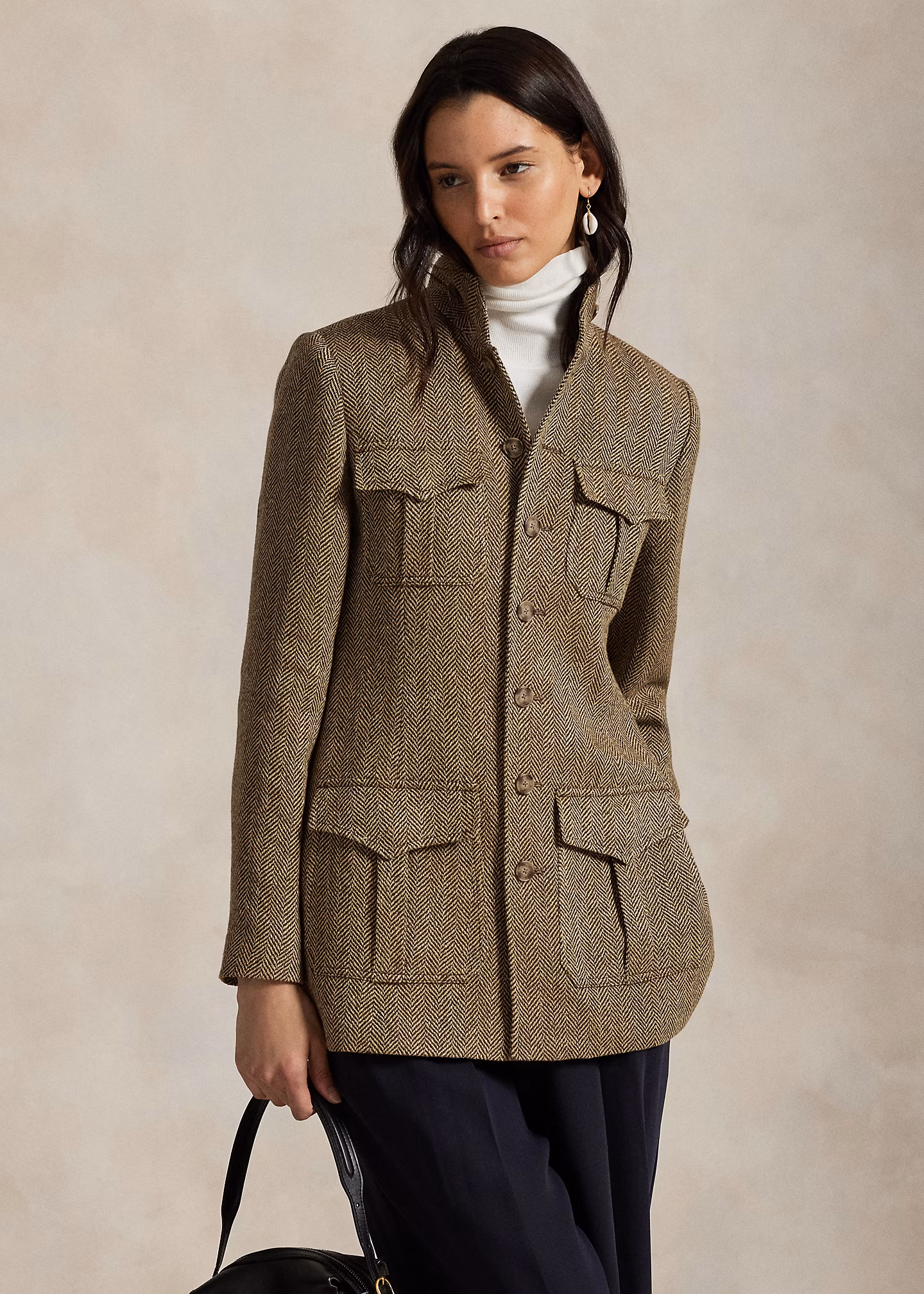 Fischgrat-Jacke mit Schornsteinkragen - RALPH LAUREN OUTLET