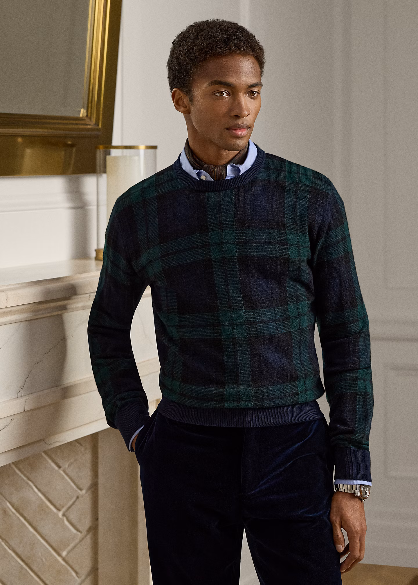 Karo-Rundhalspullover aus Kaschmir - RALPH LAUREN OUTLET