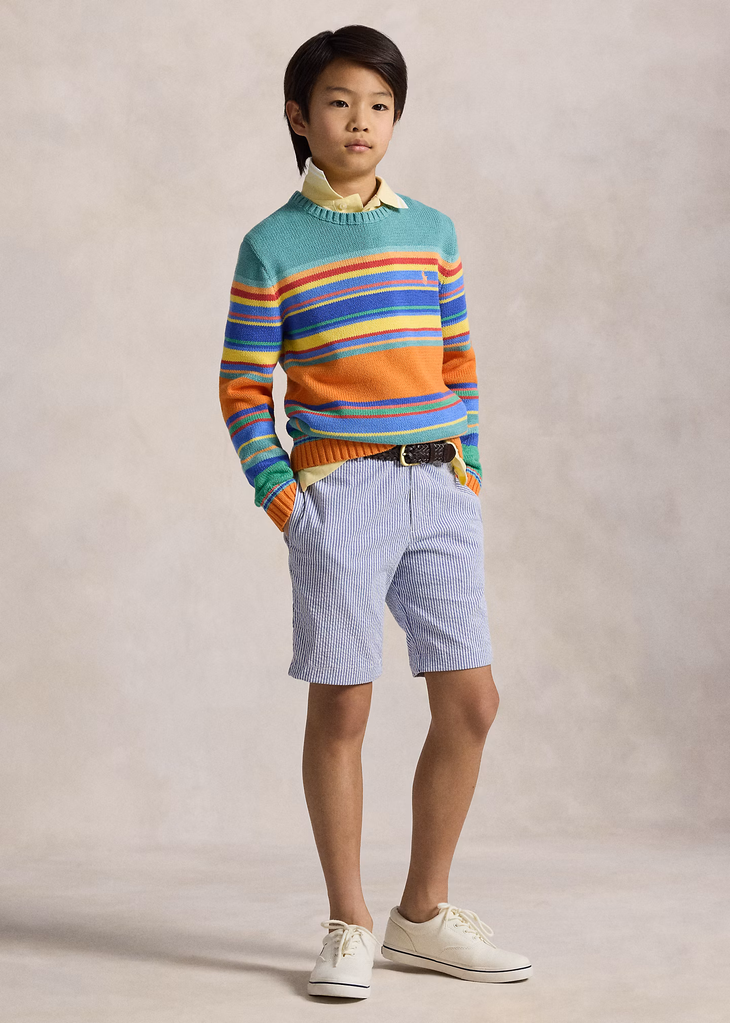 Stretch-Shorts aus Baumwoll-Seersucker - RALPH LAUREN OUTLET