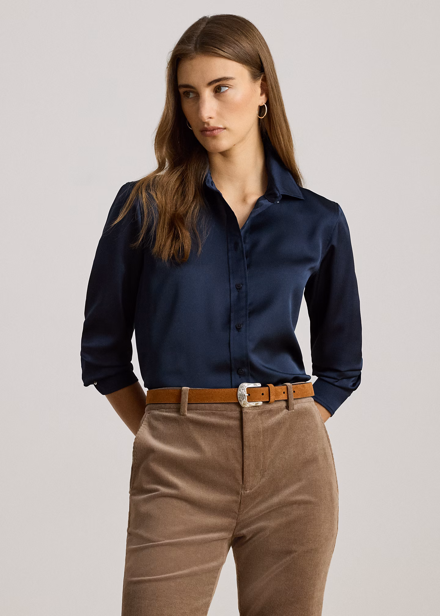 Classic-Fit Hemd aus Satin-Charmeuse - RALPH LAUREN OUTLET
