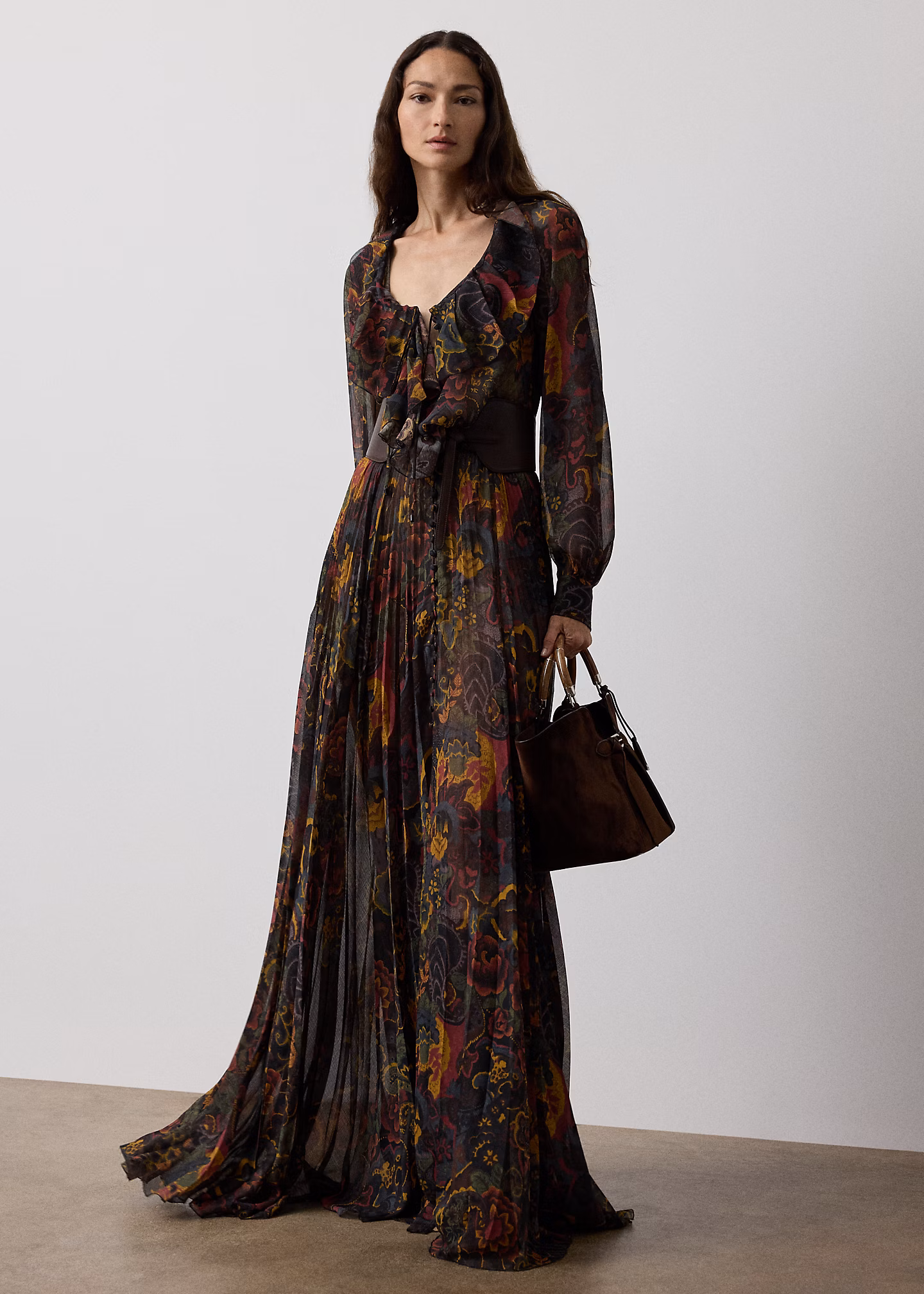 Plissiertes Chiffon-Tageskleid Catia - RALPH LAUREN OUTLET