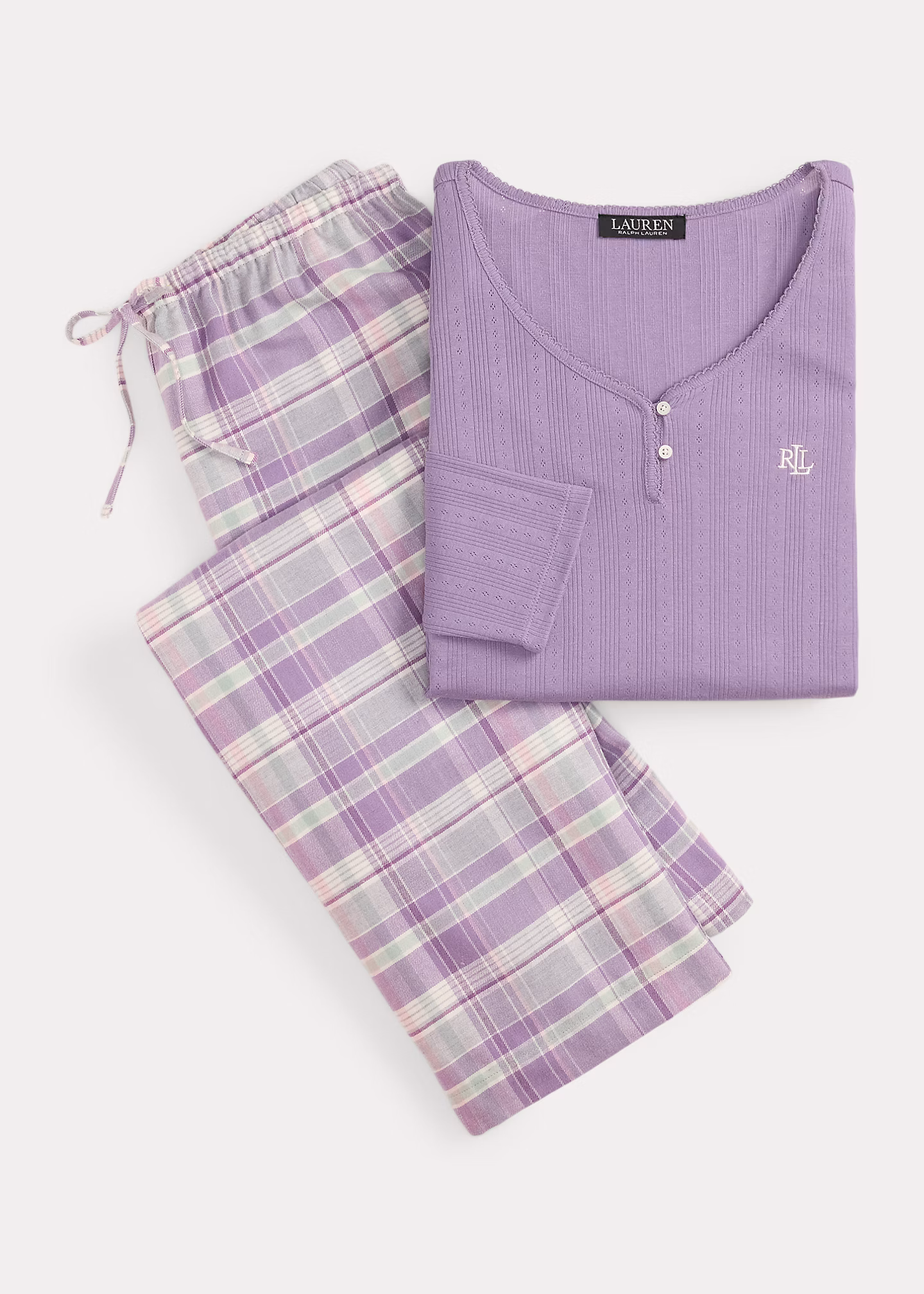 Karierter Henley-Pyjama mit Baumwolle - RALPH LAUREN OUTLET