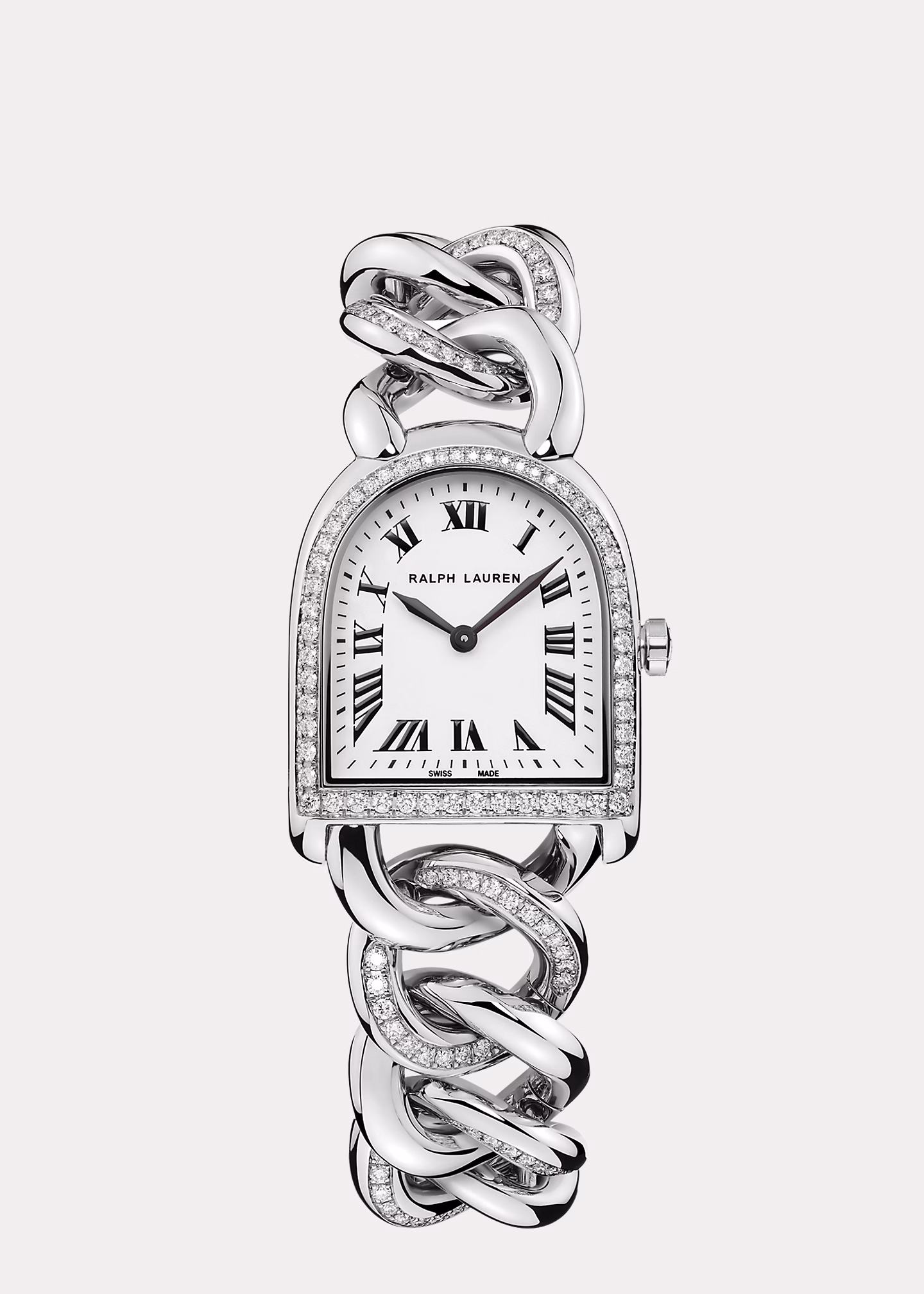 Zierliche Uhr Steel und Diamond Stirrup - RALPH LAUREN OUTLET