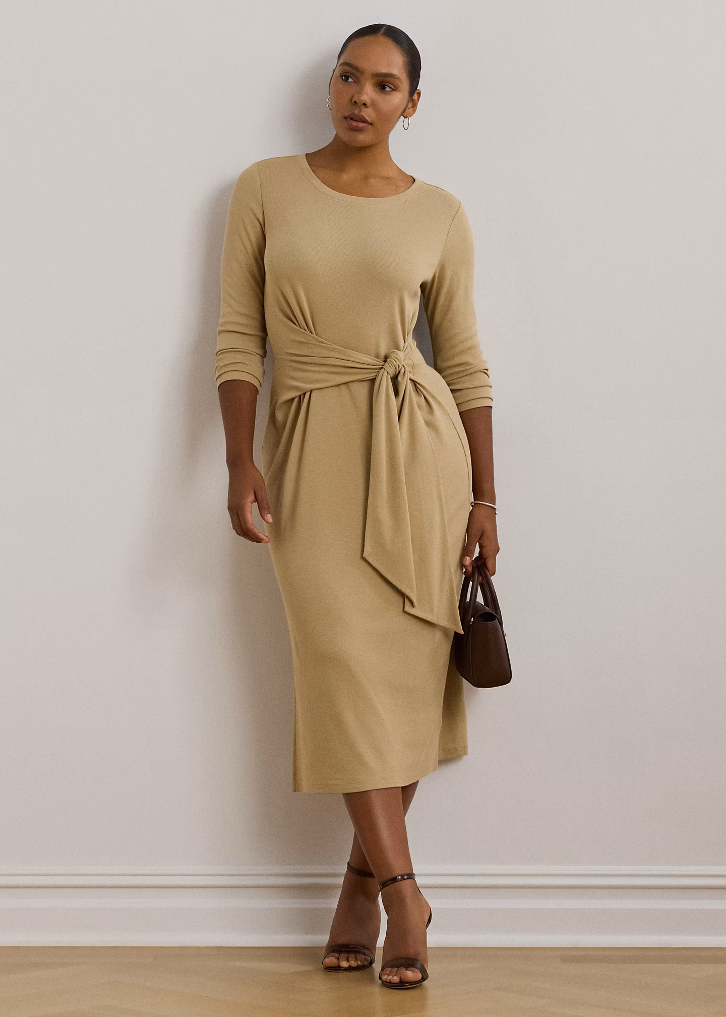 Rundhalskleid mit Bindedetail vorne - RALPH LAUREN OUTLET