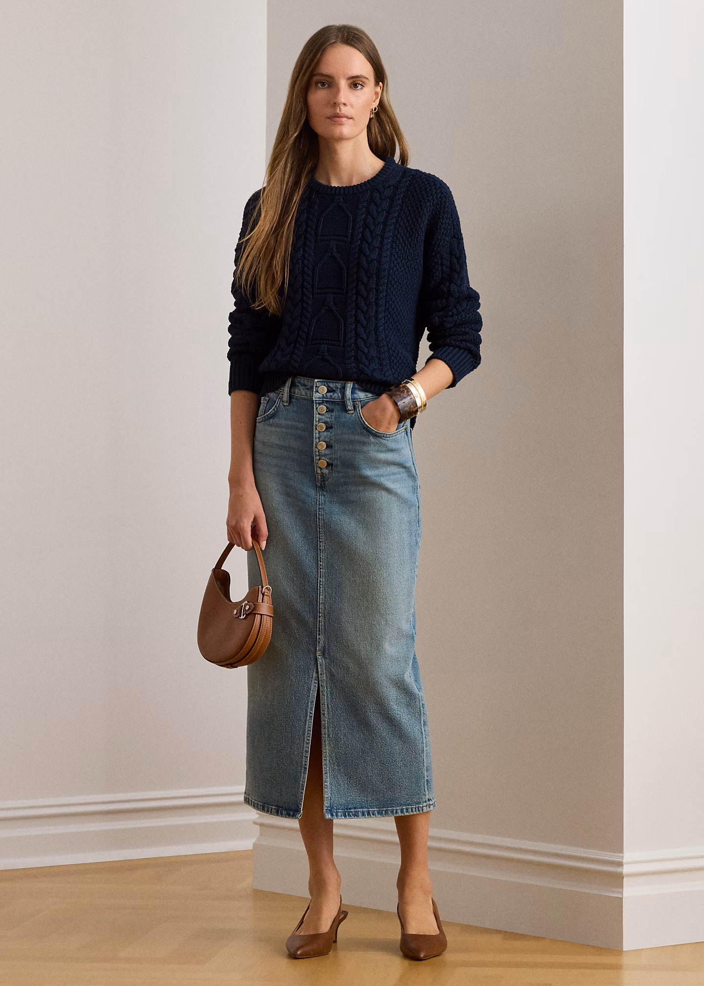 Denim-Bleistiftrock in Midi-Länge - RALPH LAUREN OUTLET