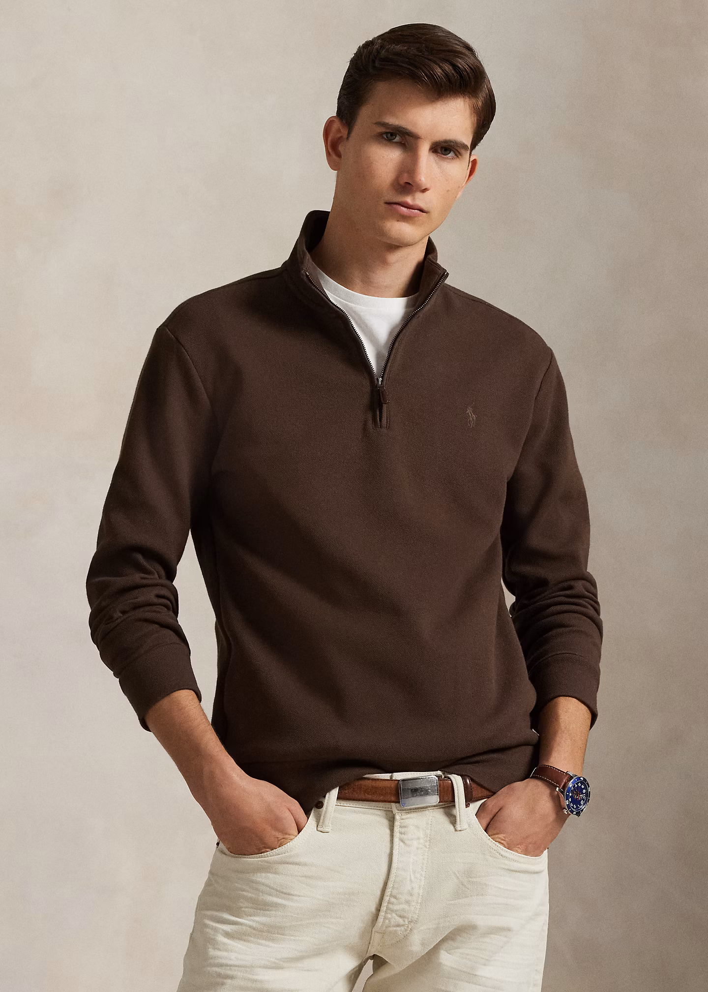 Piqué-Pullover mit Viertelreißverschluss - RALPH LAUREN OUTLET