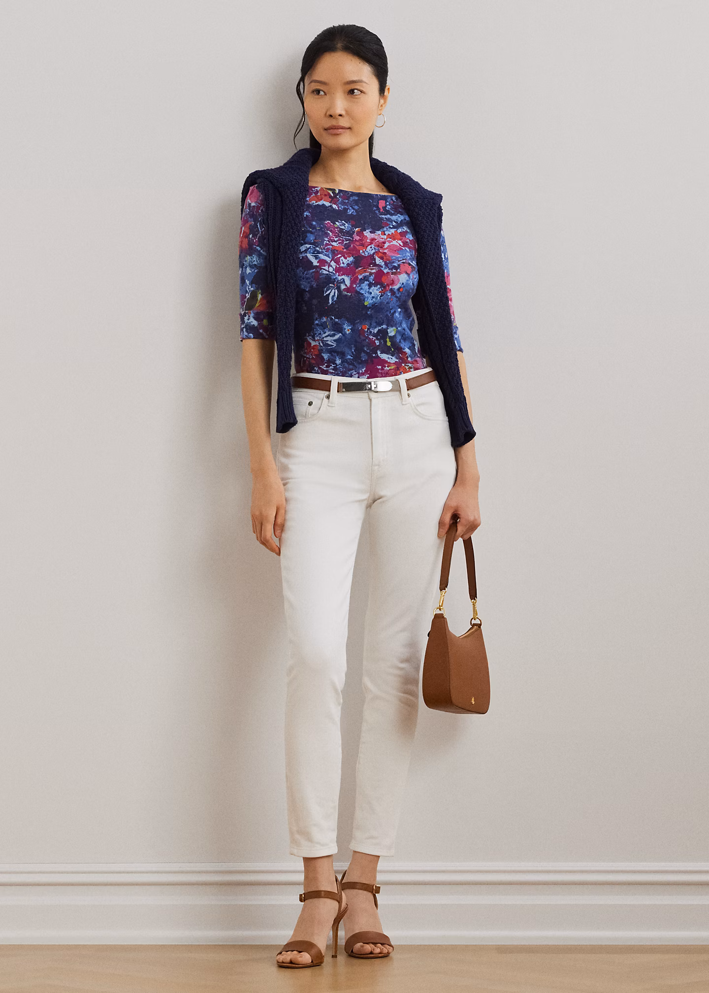 Baumwoll-T-Shirt mit U-Boot-Ausschnitt - RALPH LAUREN OUTLET