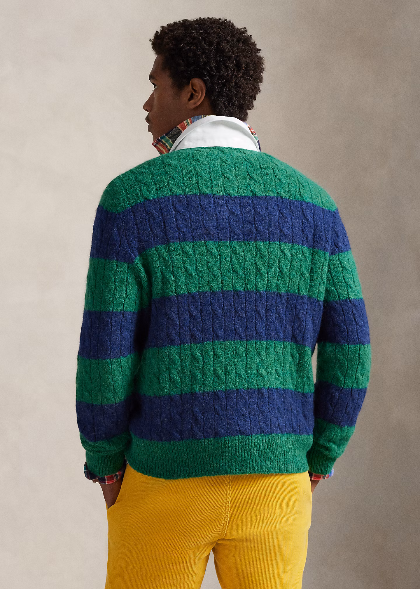 Zopfmuster-Rugby-Pullover mit Streifen - RALPH LAUREN OUTLET