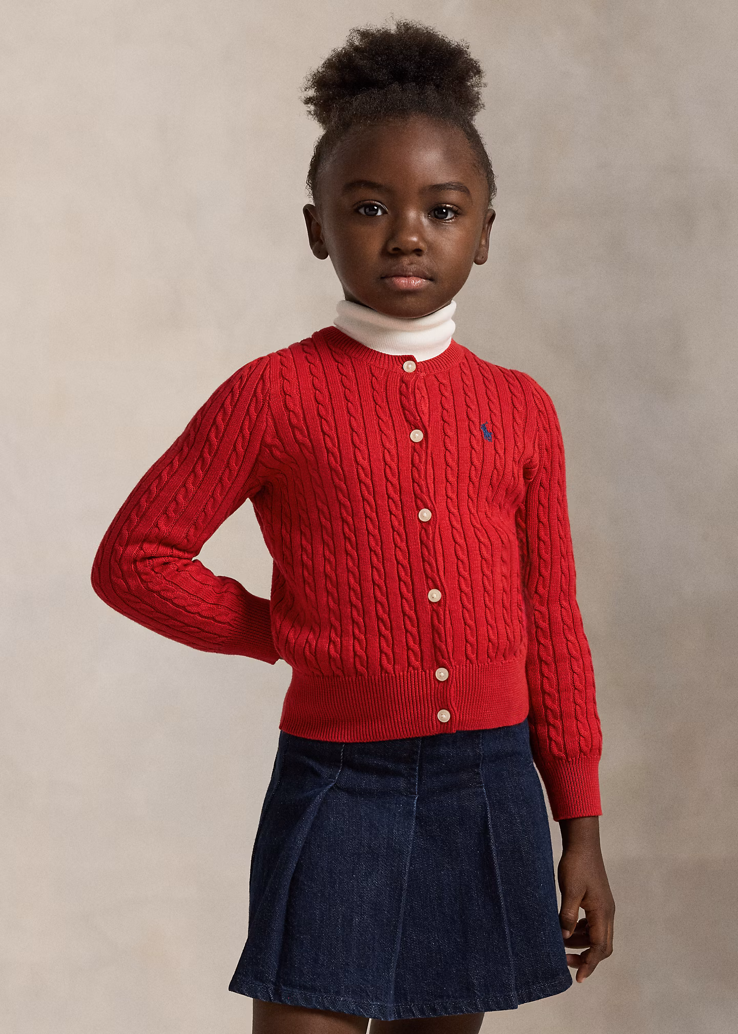 Baumwollstrickjacke mit Mini-Zopfmuster - RALPH LAUREN OUTLET