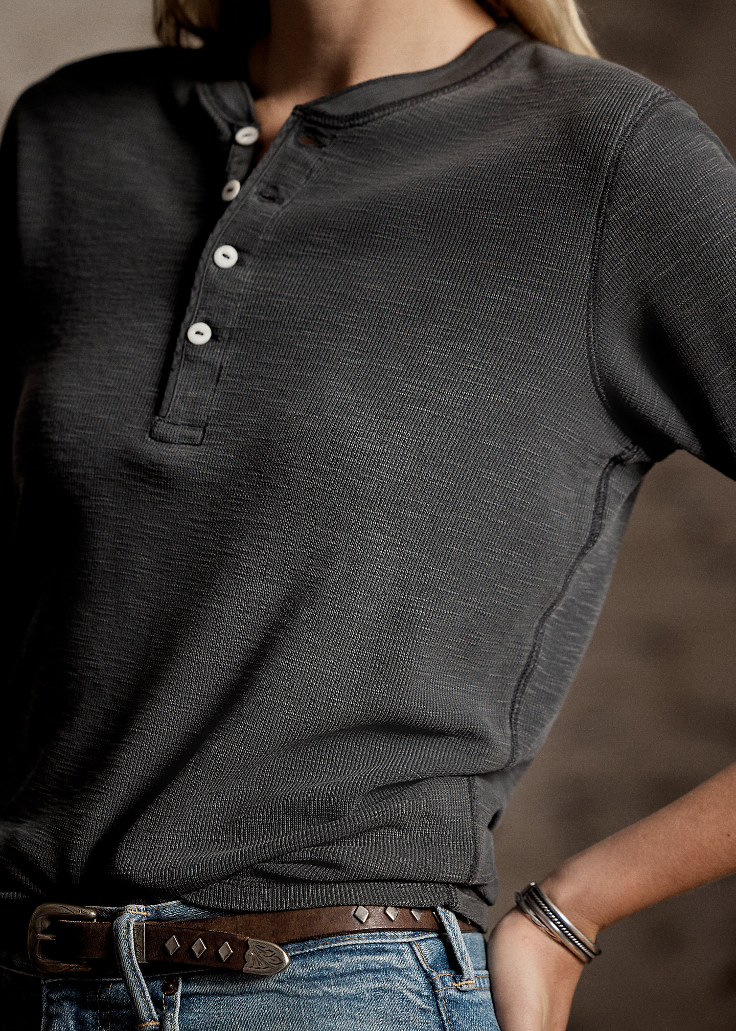 Waffel-Henley aus Baumwolljacquard - RALPH LAUREN OUTLET