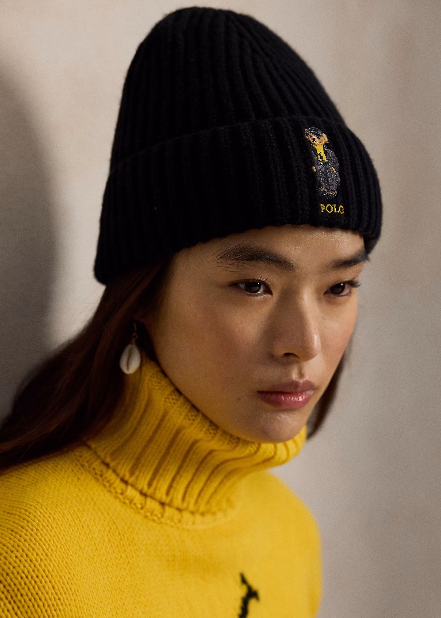 Rippenstrick-Wollmütze mit Polo Bear - RALPH LAUREN OUTLET