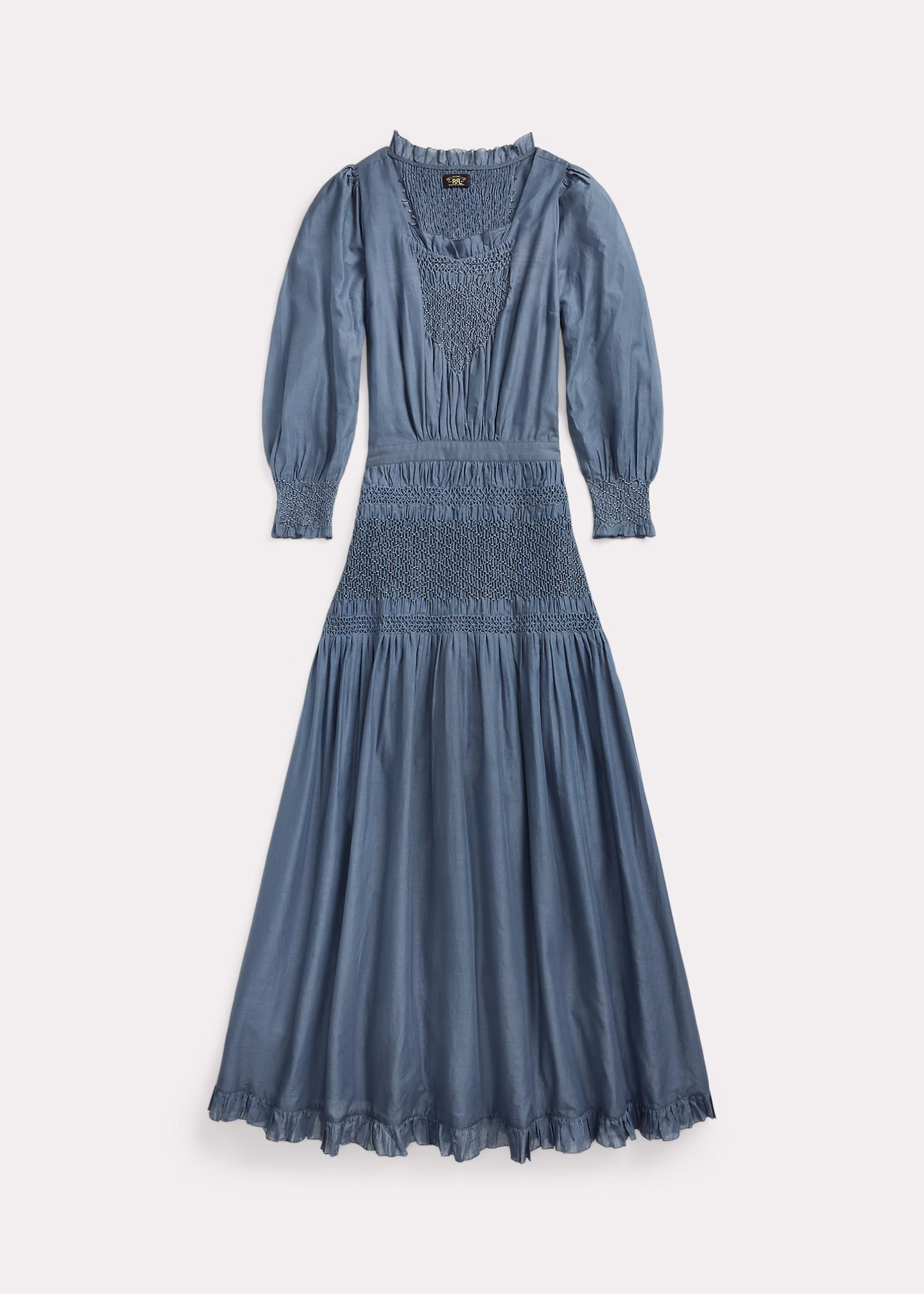 Baumwoll-Voile-Kleid mit Smokdetails - RALPH LAUREN OUTLET