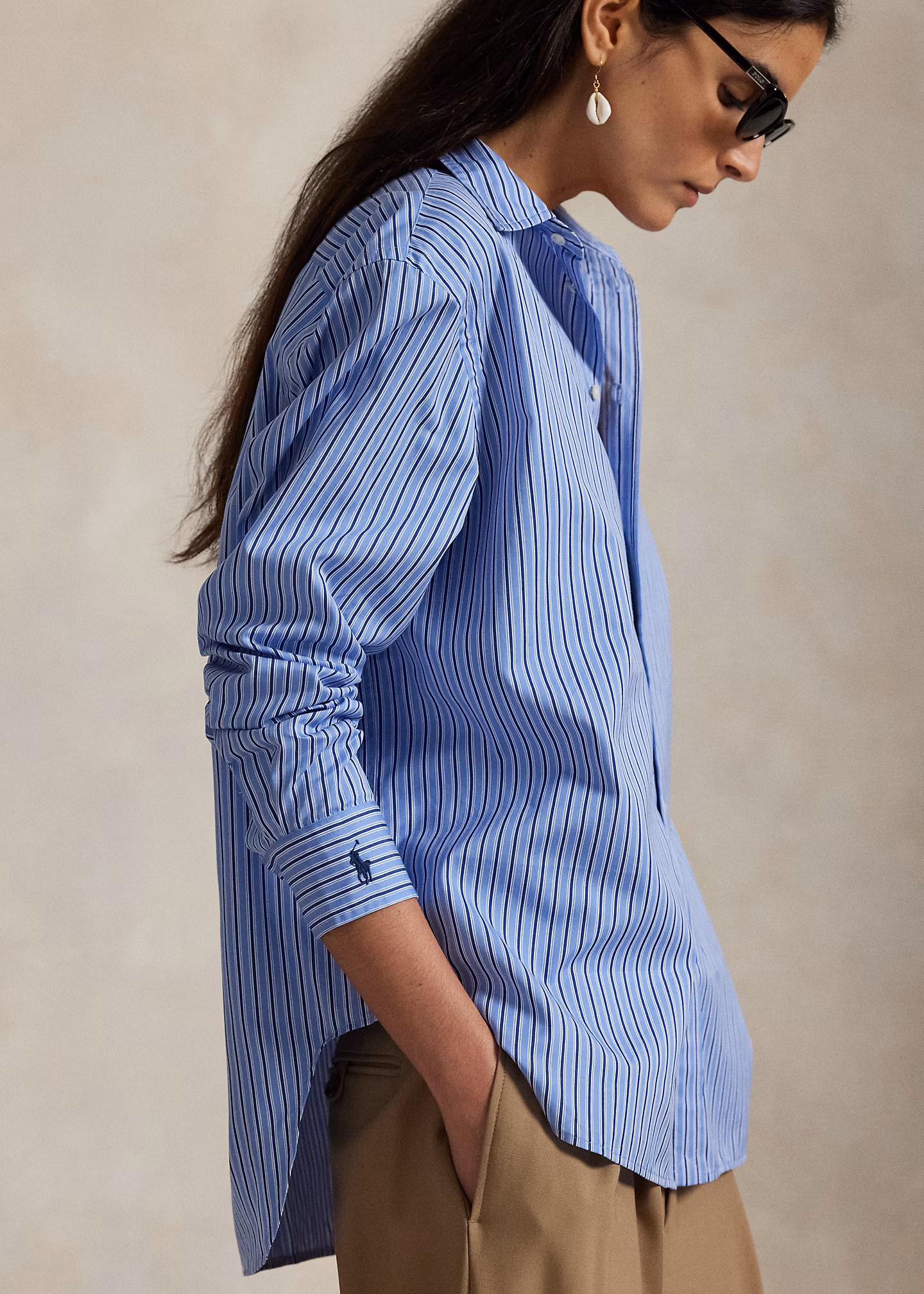 Übergroßes Baumwollhemd mit Streifen - RALPH LAUREN OUTLET