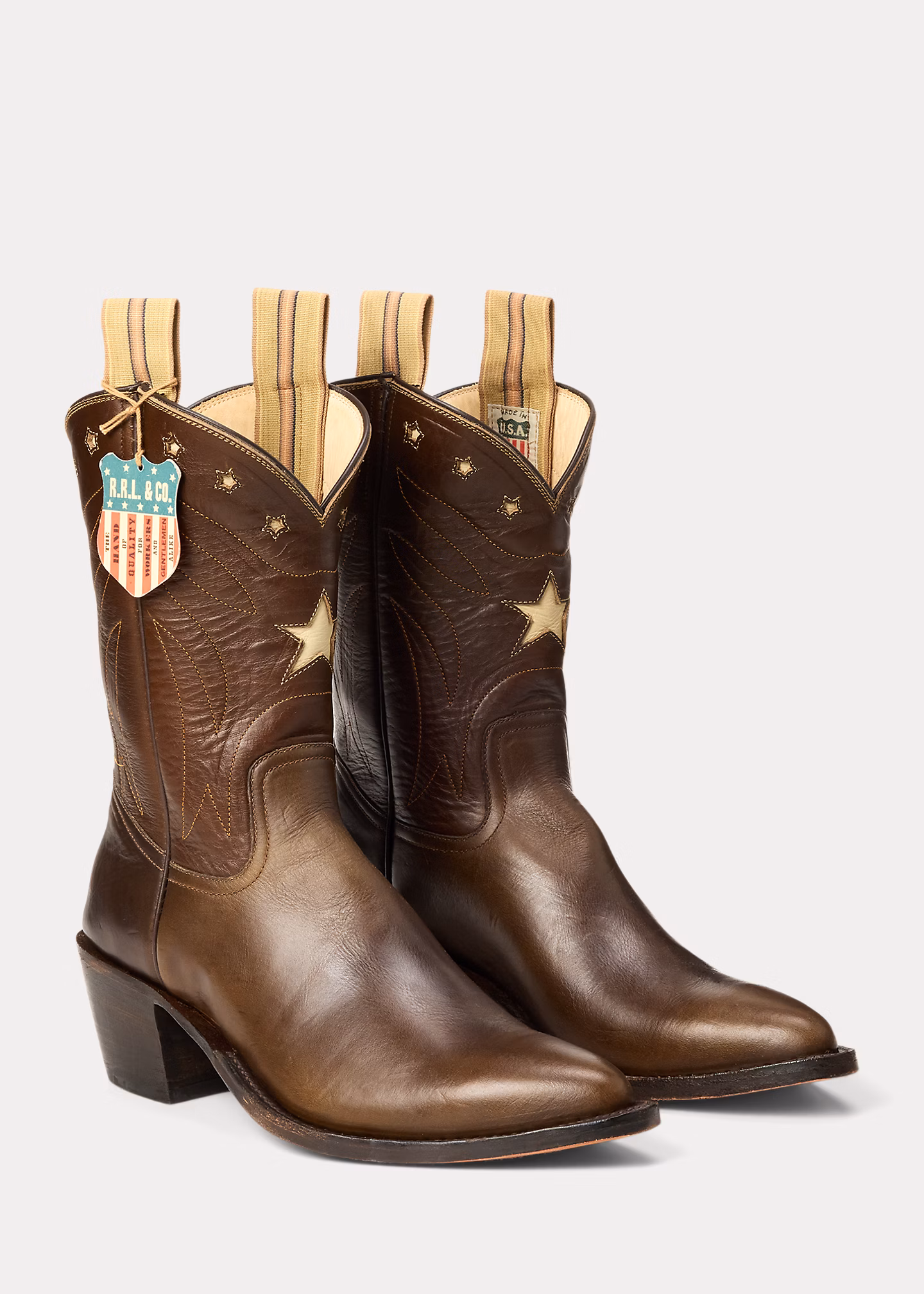 Lederstiefel Holly Plainview mit Stern - RALPH LAUREN OUTLET