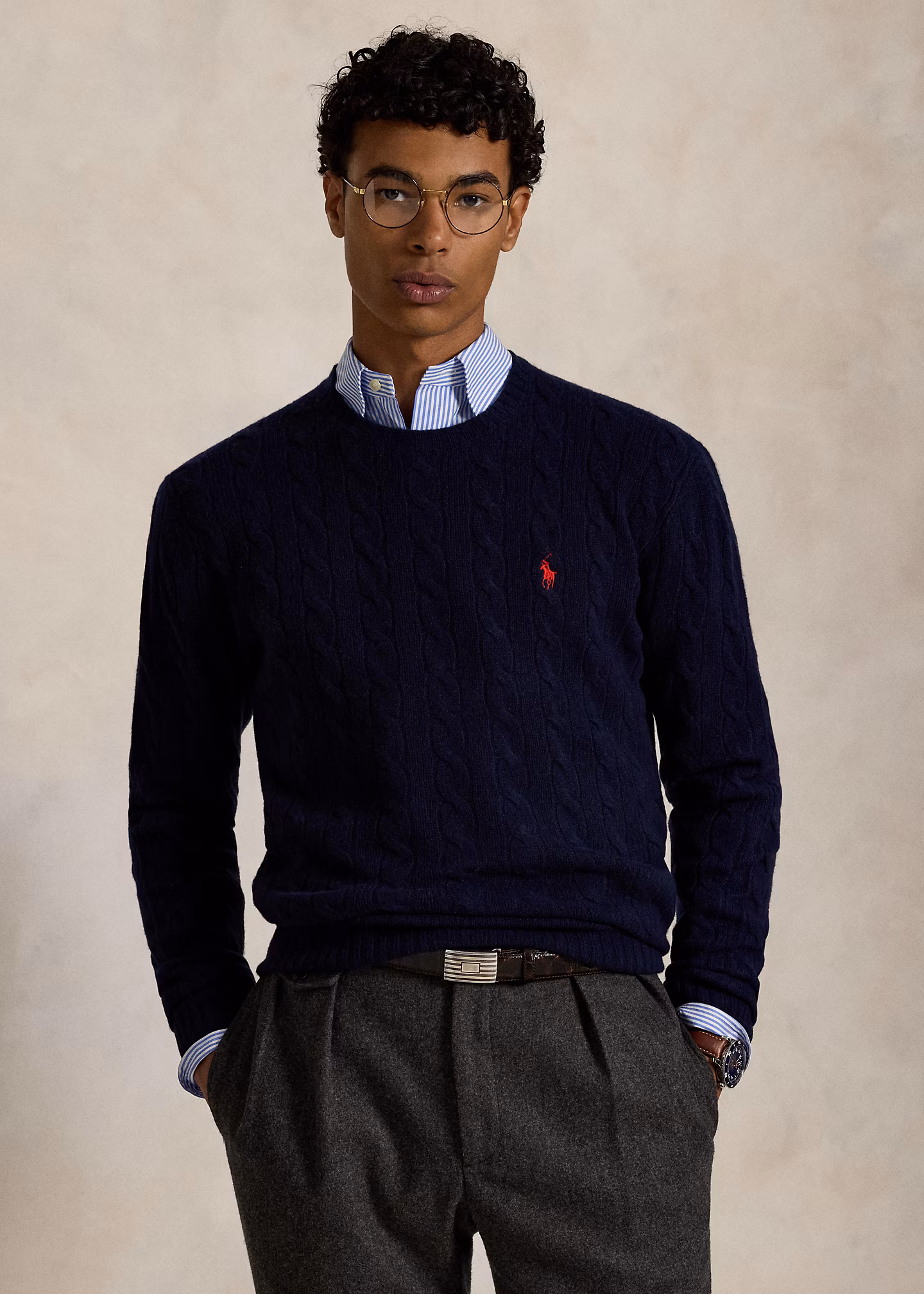 Woll-Kaschmir-Pullover mit Zopfmuster - RALPH LAUREN OUTLET