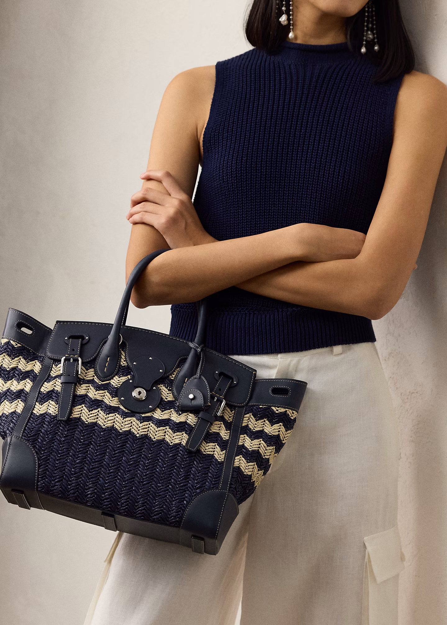 Tasche Soft Ricky 33 aus Bast - RALPH LAUREN OUTLET