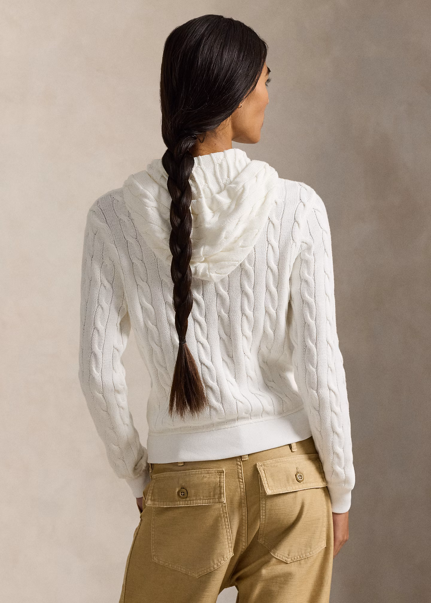 Baumwoll-Kapuzenjacke mit Zopfmuster - RALPH LAUREN OUTLET